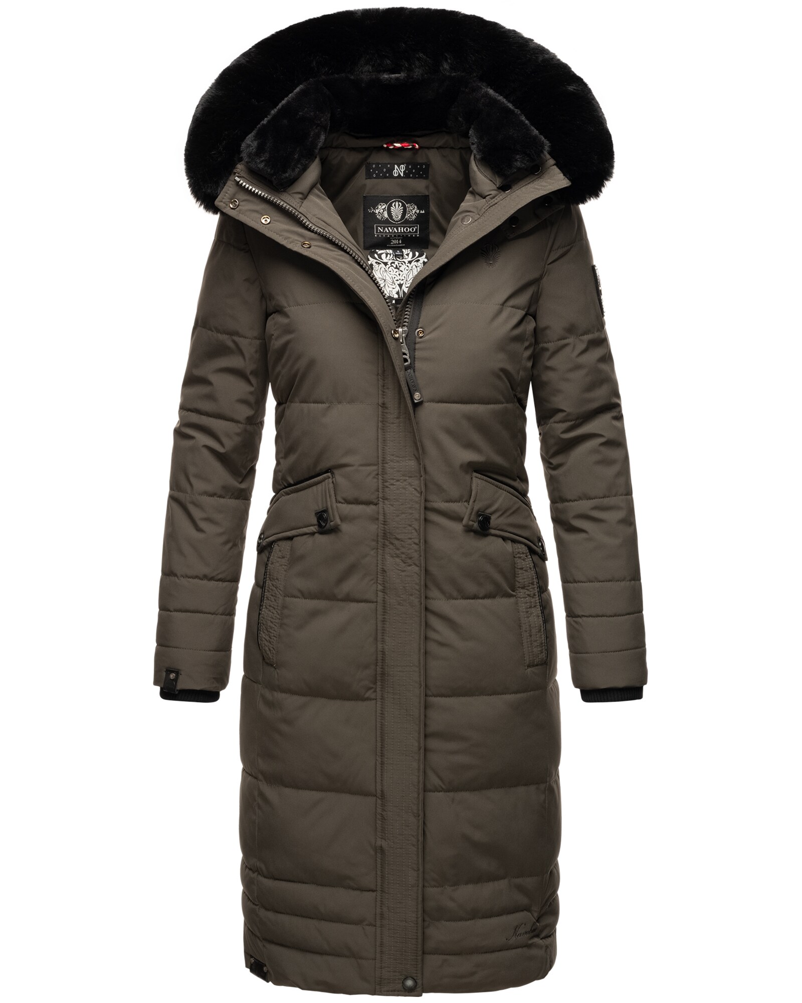 NAVAHOO Damen Edler Wintermantel Steppmantel mit weicher Kunstfellkapuze Fahmiyaa - Bild 1