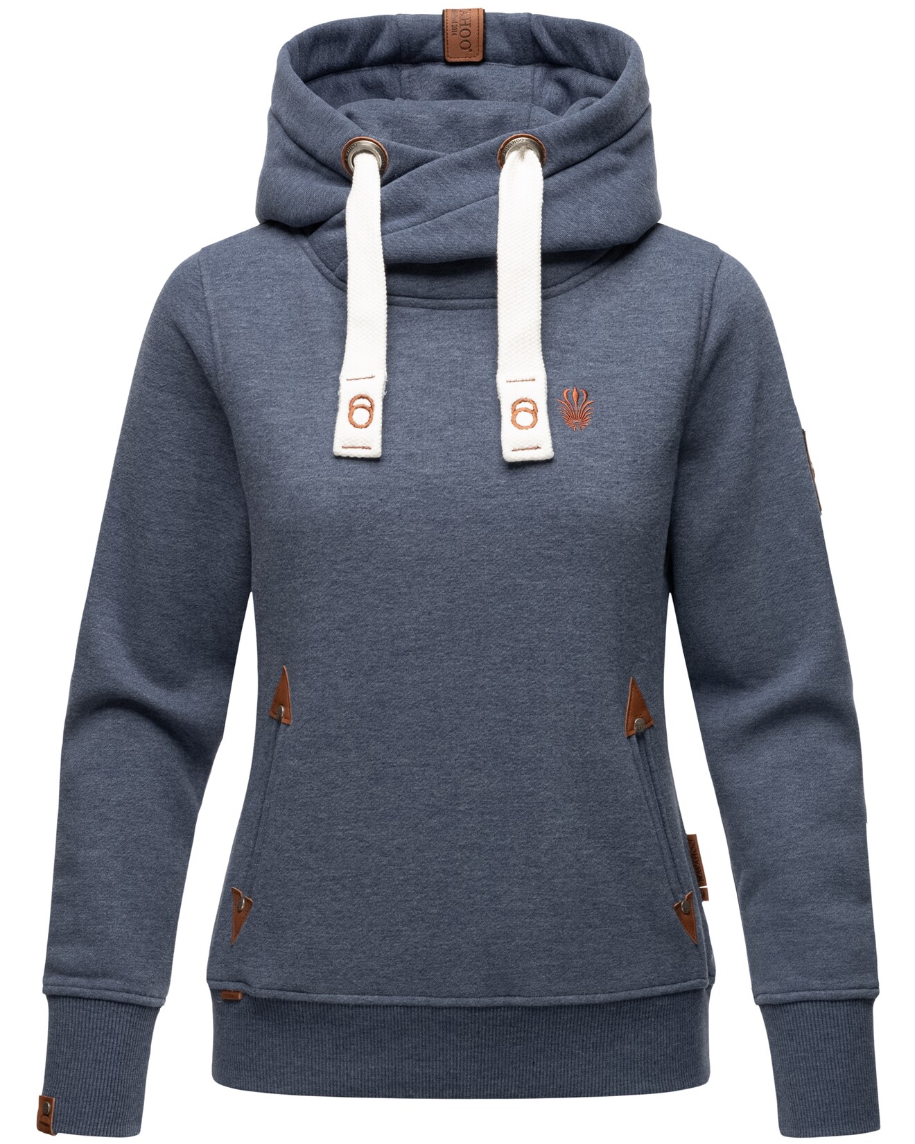 NAVAHOO Damen Kapuzensweatshirt weicher Hoodie mit breiten Tunnelzugkordeln Namikaa