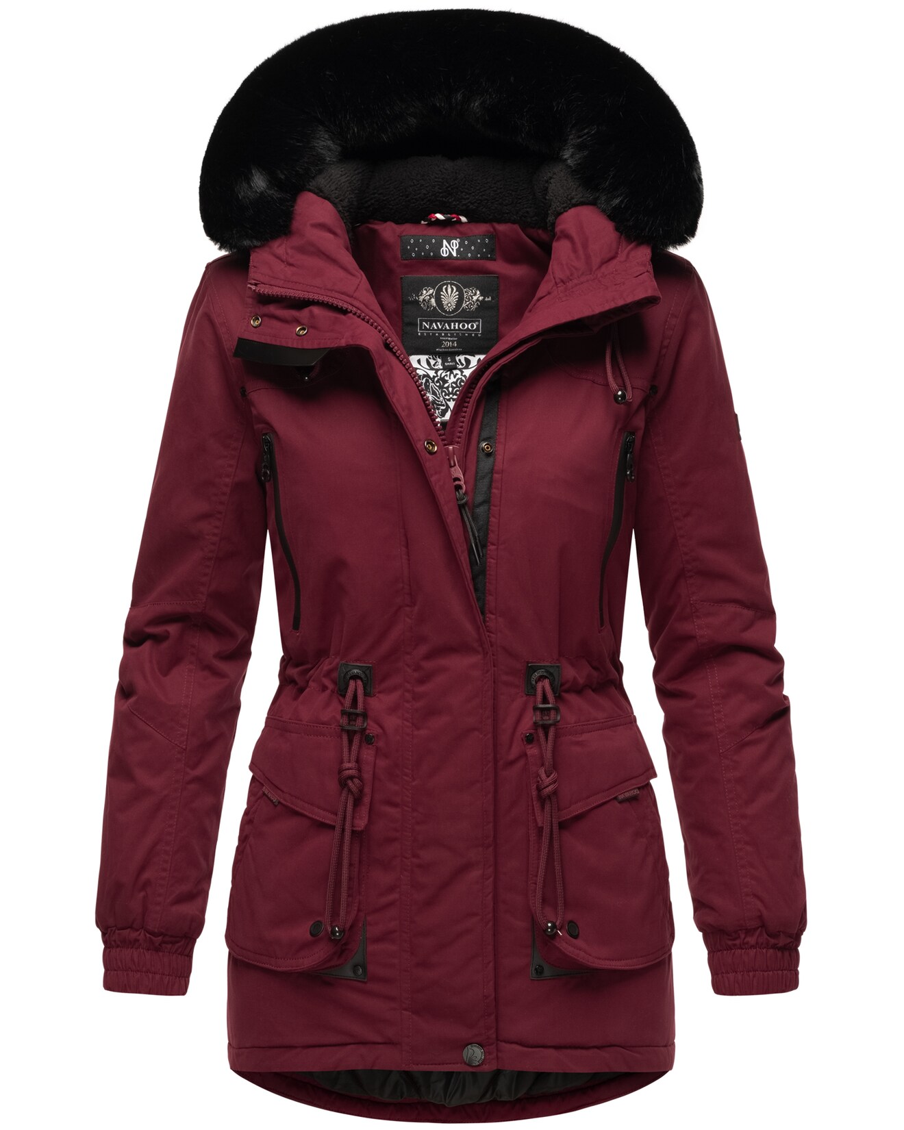 NAVAHOO Damen Sportlicher Wintermantel Baumwoll-Parka mit Kapuze Olessaa