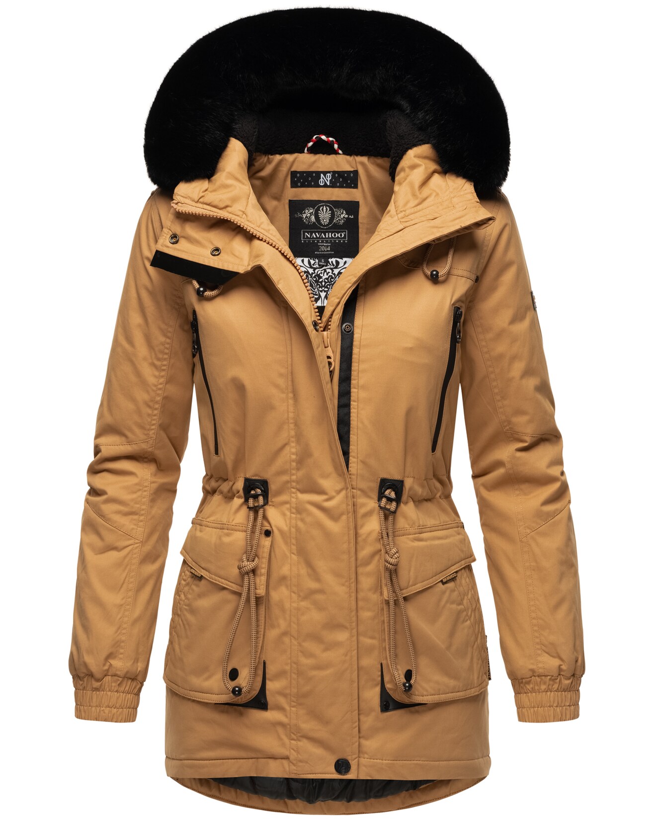 NAVAHOO Damen Sportlicher Wintermantel Baumwoll-Parka mit Kapuze Olessaa