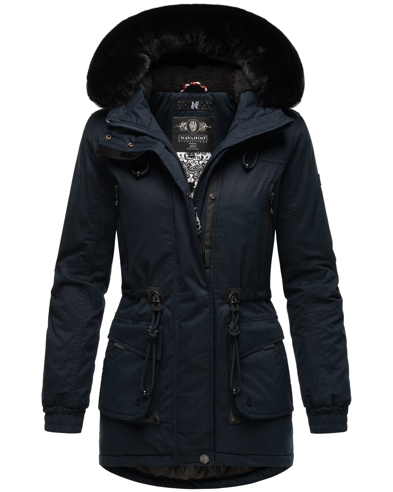 NAVAHOO Damen Sportlicher Wintermantel Baumwoll-Parka mit Kapuze Olessaa