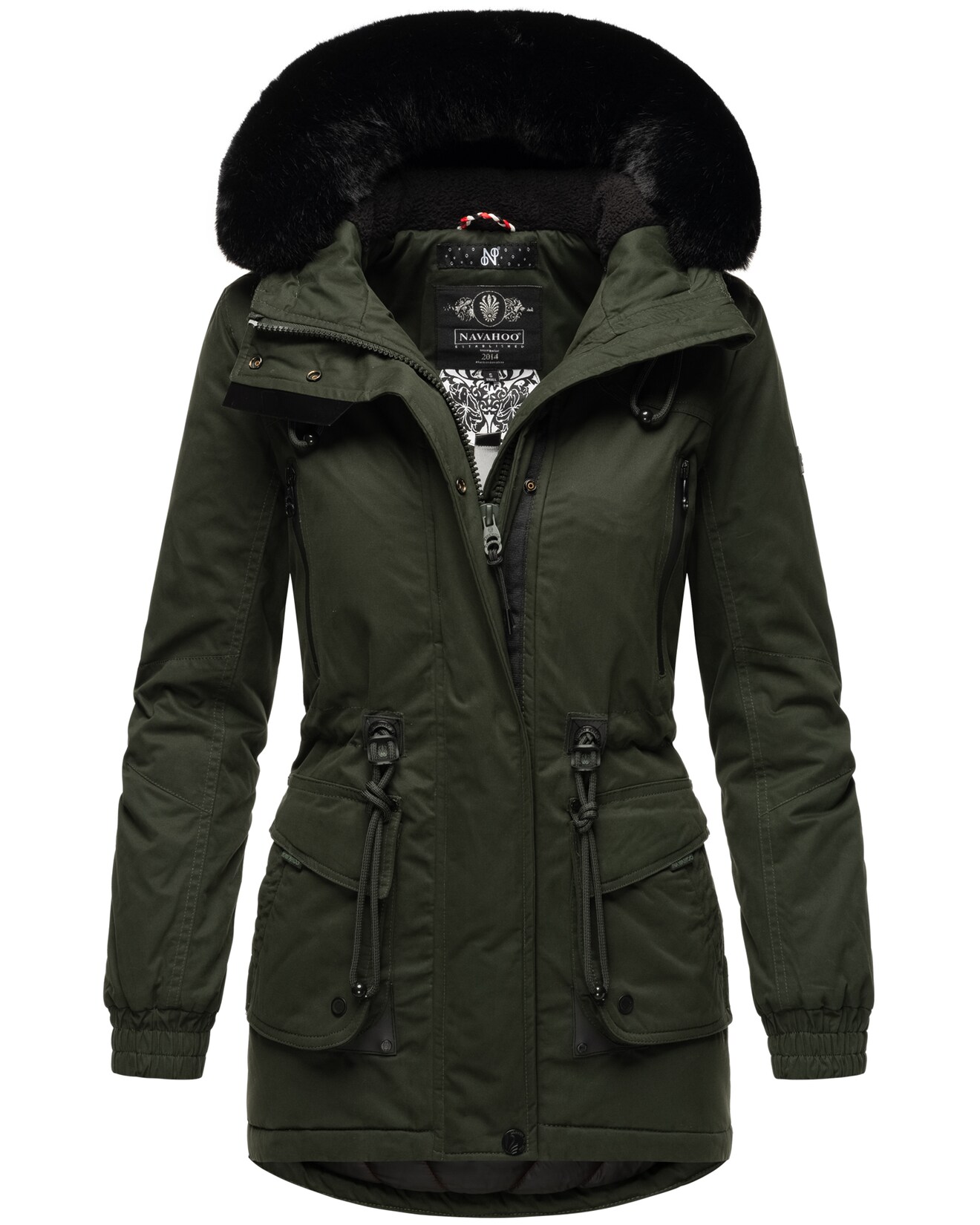 NAVAHOO Damen Sportlicher Wintermantel Baumwoll-Parka mit Kapuze Olessaa