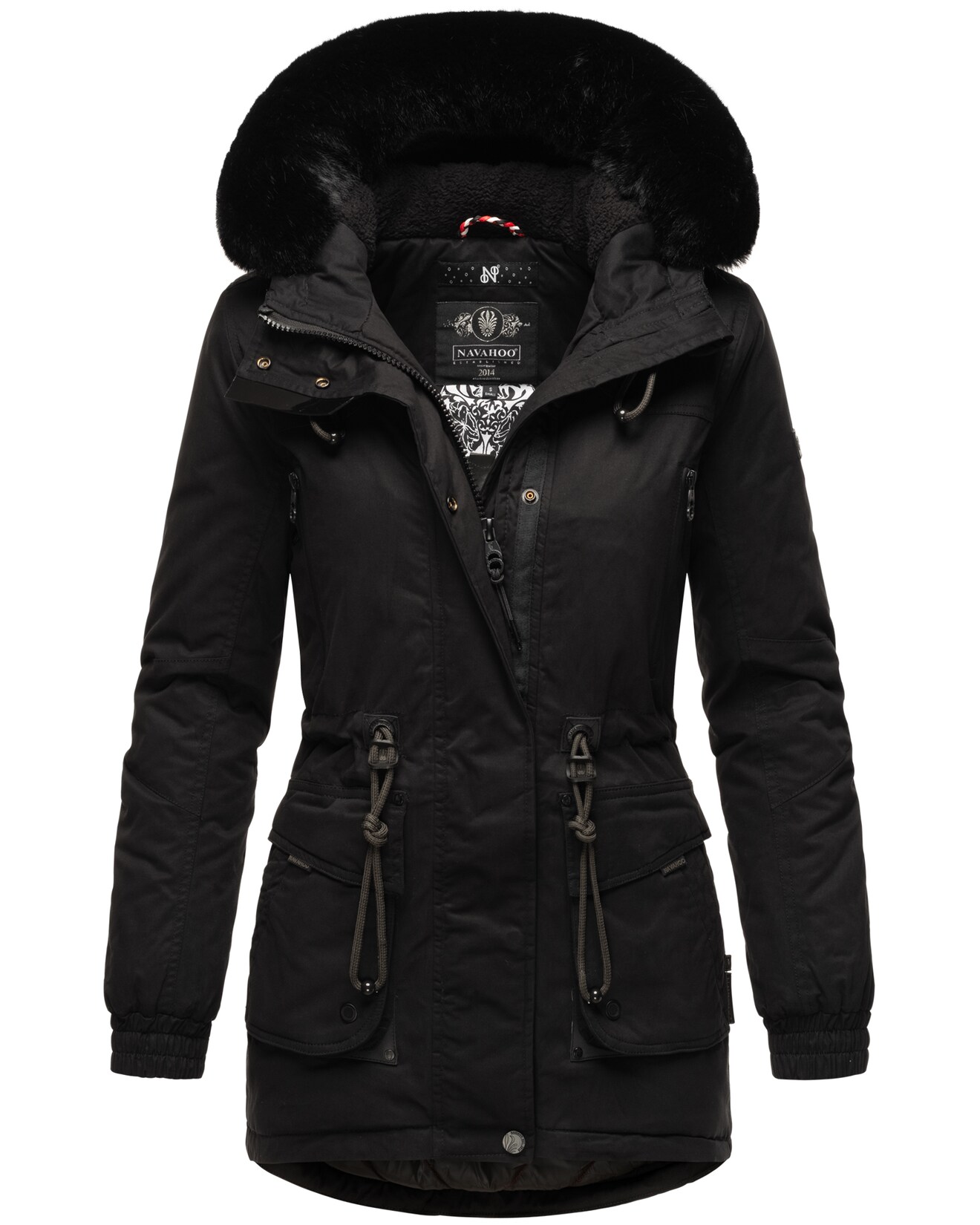 NAVAHOO Damen Sportlicher Wintermantel Baumwoll-Parka mit Kapuze Olessaa