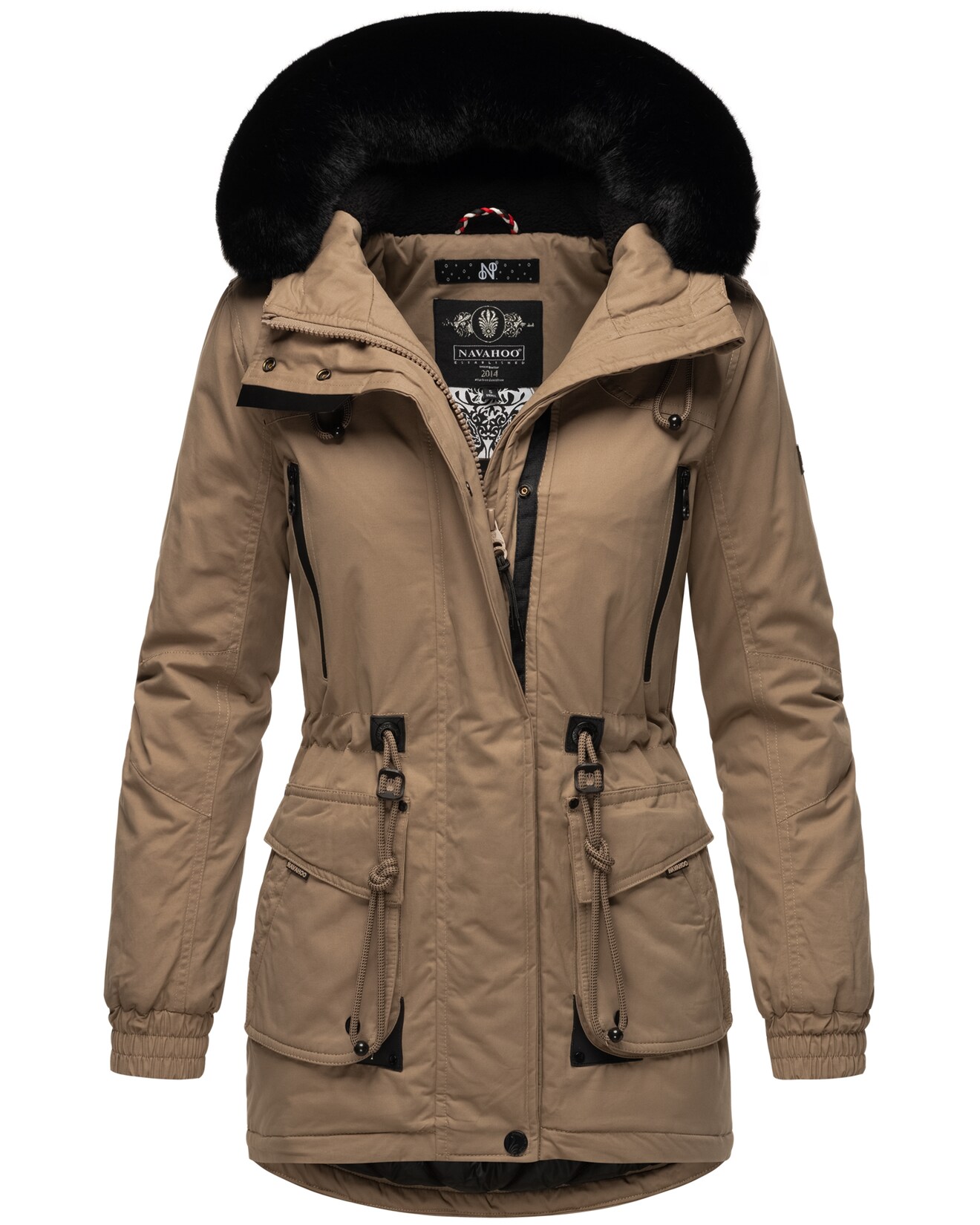 NAVAHOO Damen Sportlicher Wintermantel Baumwoll-Parka mit Kapuze Olessaa