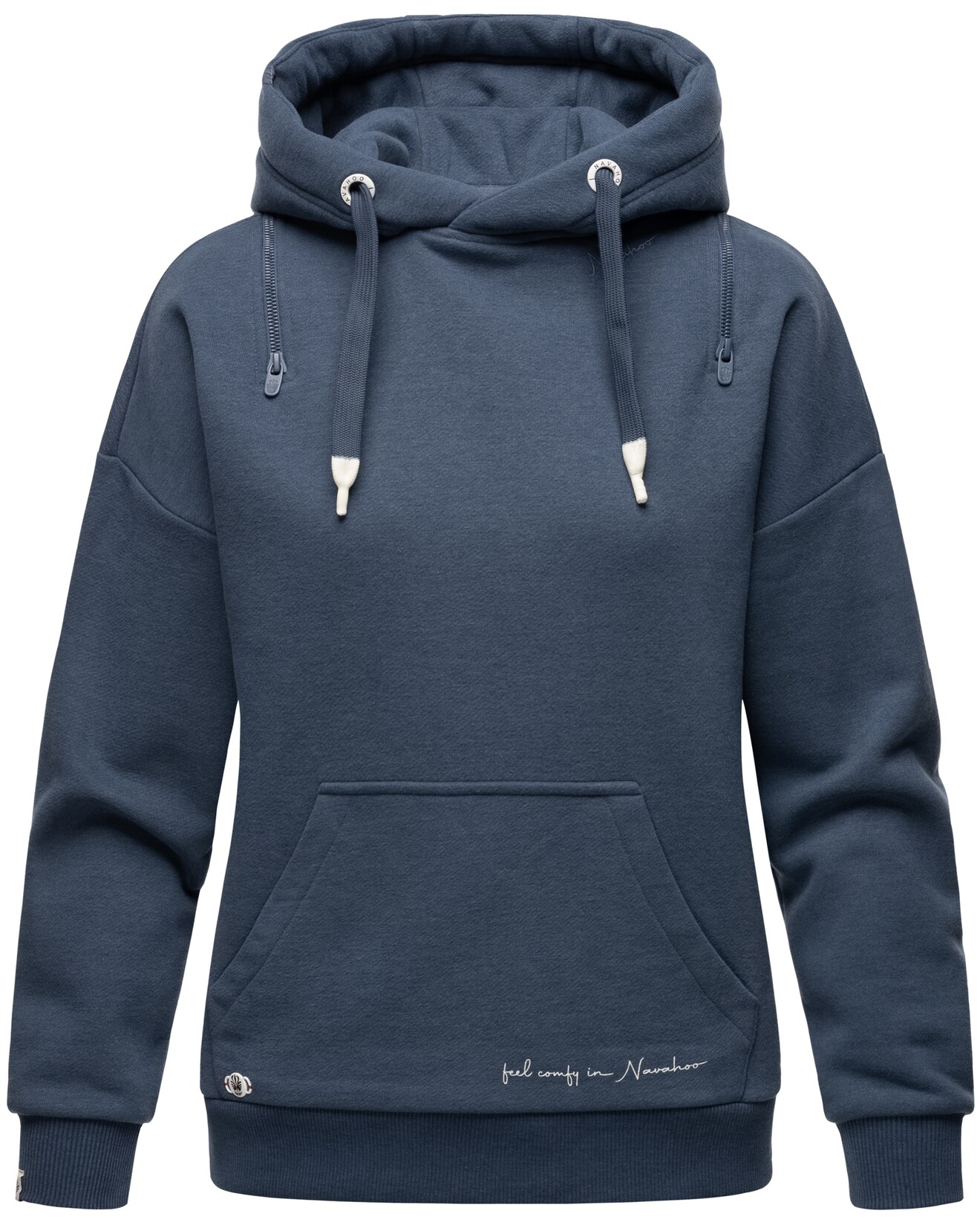 NAVAHOO Damen Kuscheliger Kapuzensweatshirt Hoodie mit breiten Tunnelzugkordeln Zuckerbärchen
