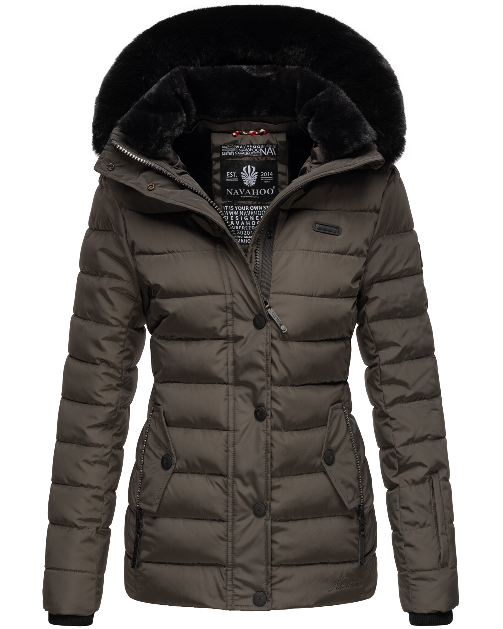 NAVAHOO Damen Warme Steppjacke Winterjacke mit weicher Kunstfell-Kapuze Milianaa - Bild 1