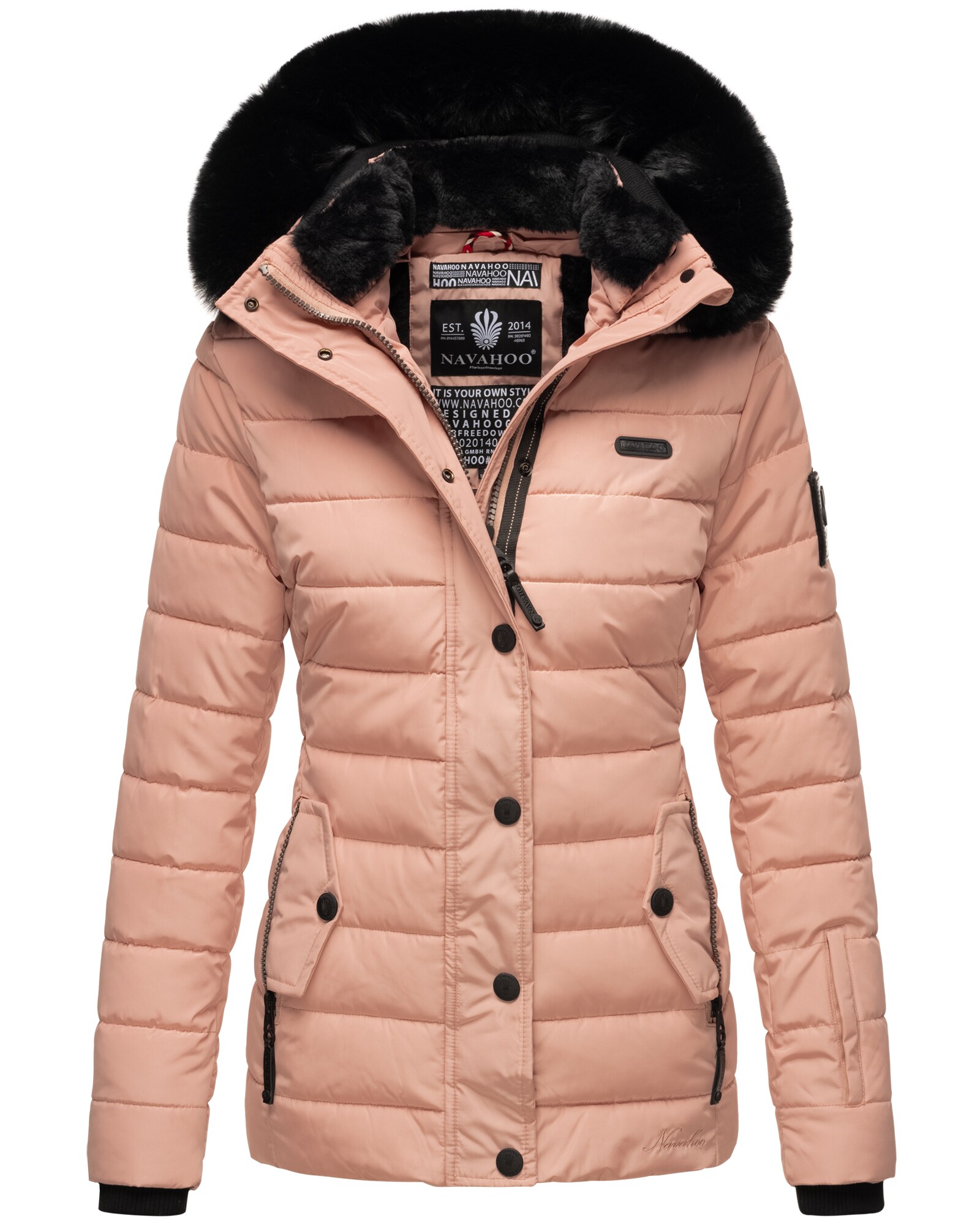 NAVAHOO Damen Warme Steppjacke Winterjacke mit weicher Kunstfell-Kapuze Milianaa - Bild 1