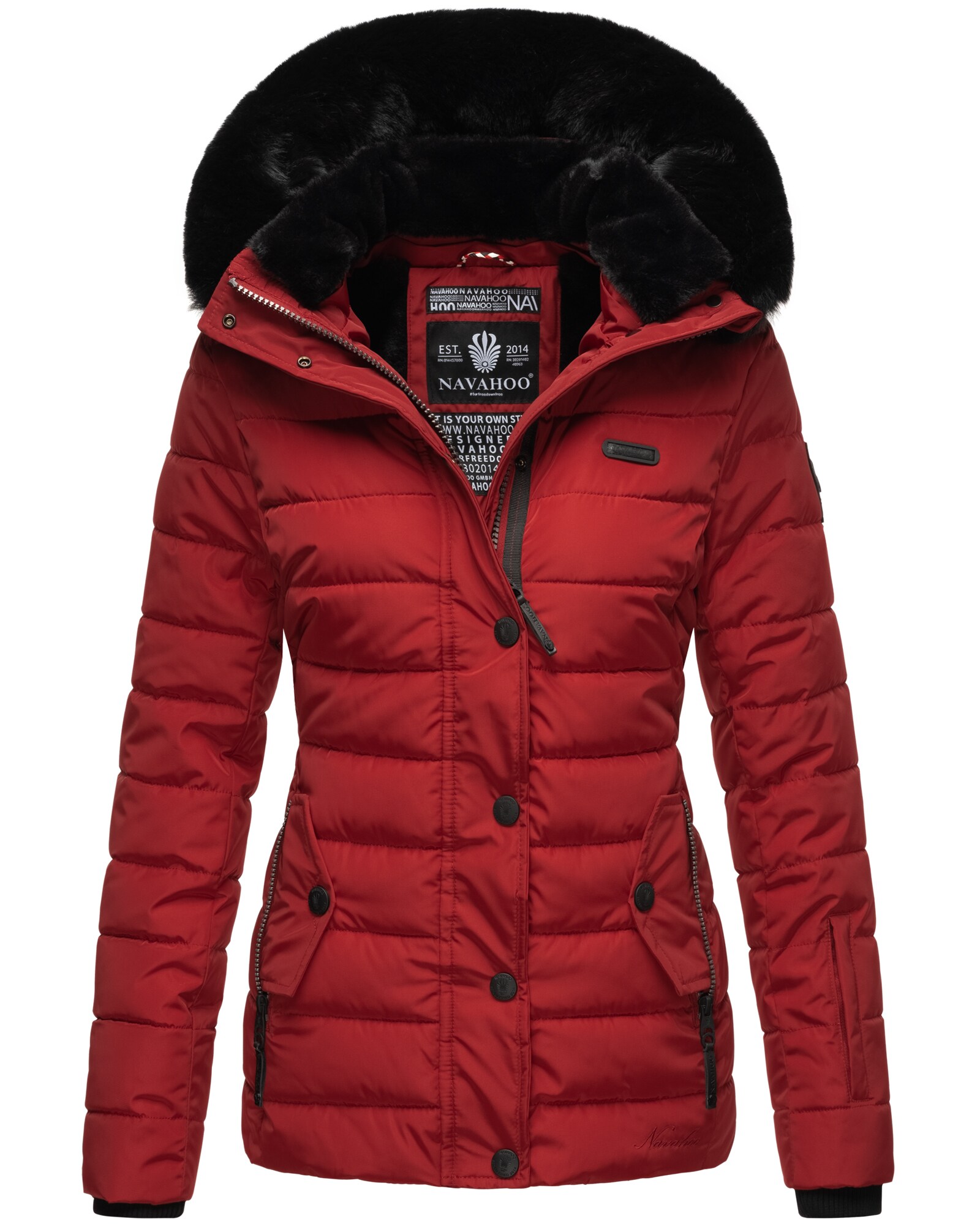 NAVAHOO Damen Warme Steppjacke Winterjacke mit weicher Kunstfell-Kapuze Milianaa - Bild 1