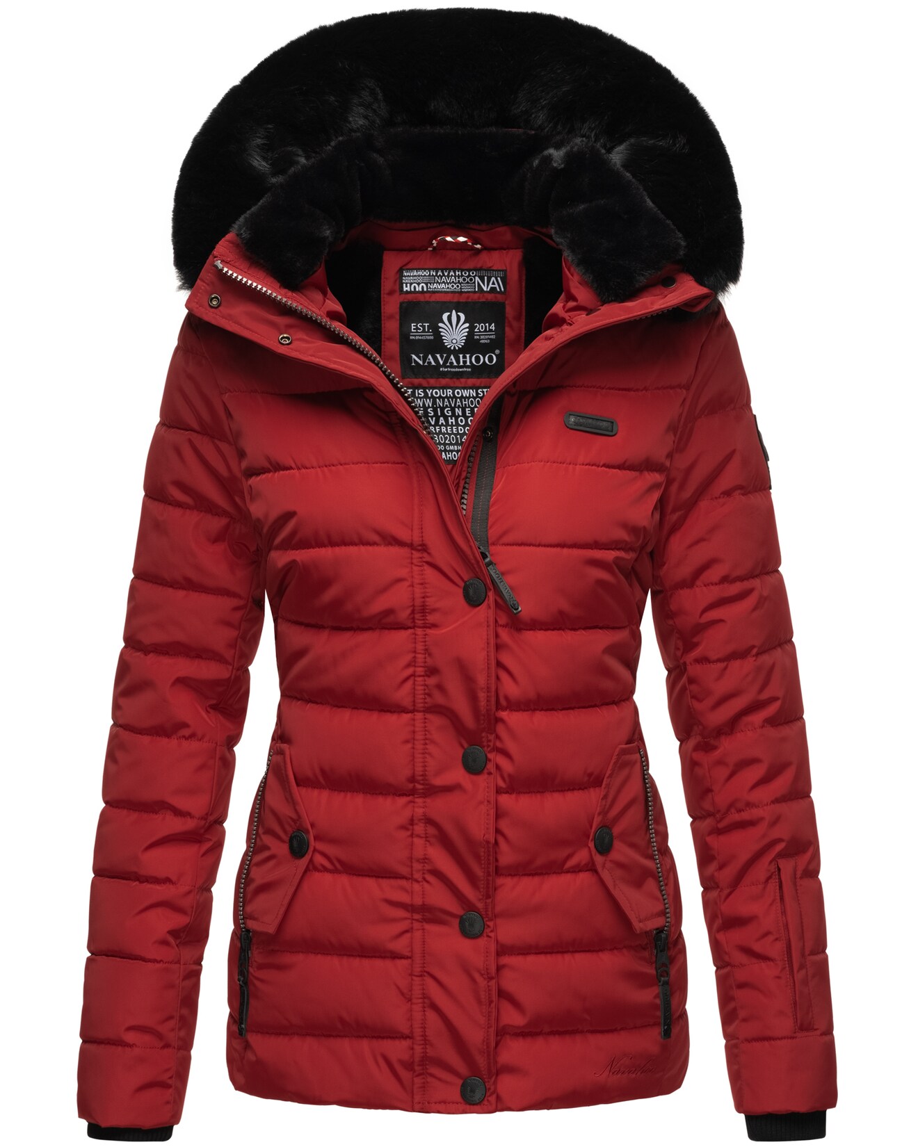 NAVAHOO Damen Warme Steppjacke Winterjacke mit weicher Kunstfell-Kapuze Milianaa