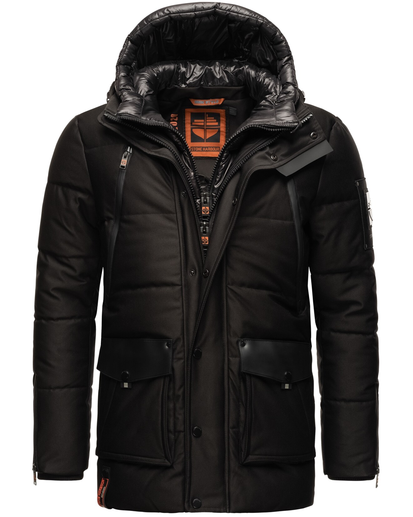 STONE HARBOUR Herren Winterjacke Warm Gefütterter Wintermantel mit Doppelter Kapuze Mitjaa