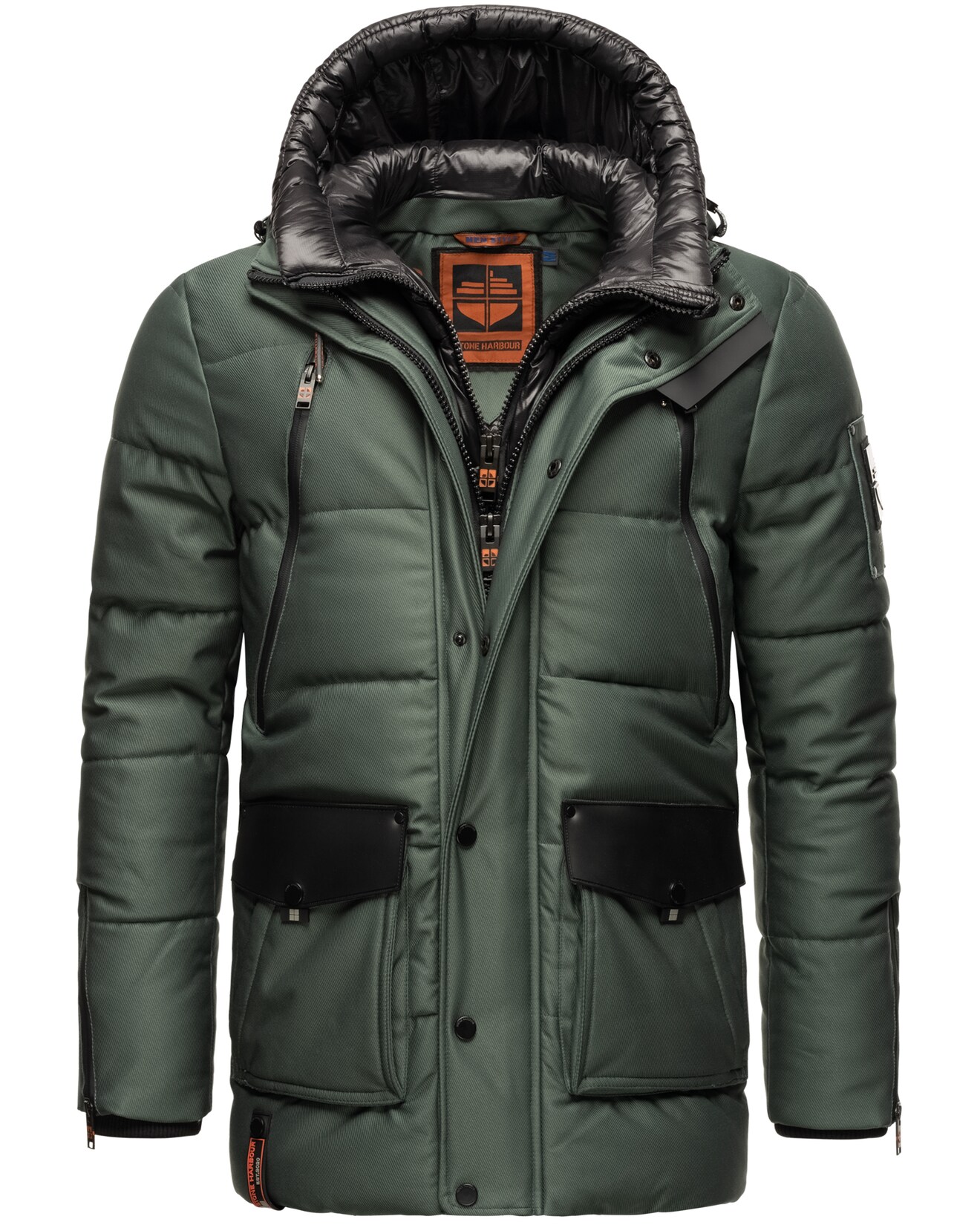 STONE HARBOUR Herren Winterjacke Warm Gefütterter Wintermantel mit Doppelter Kapuze Mitjaa