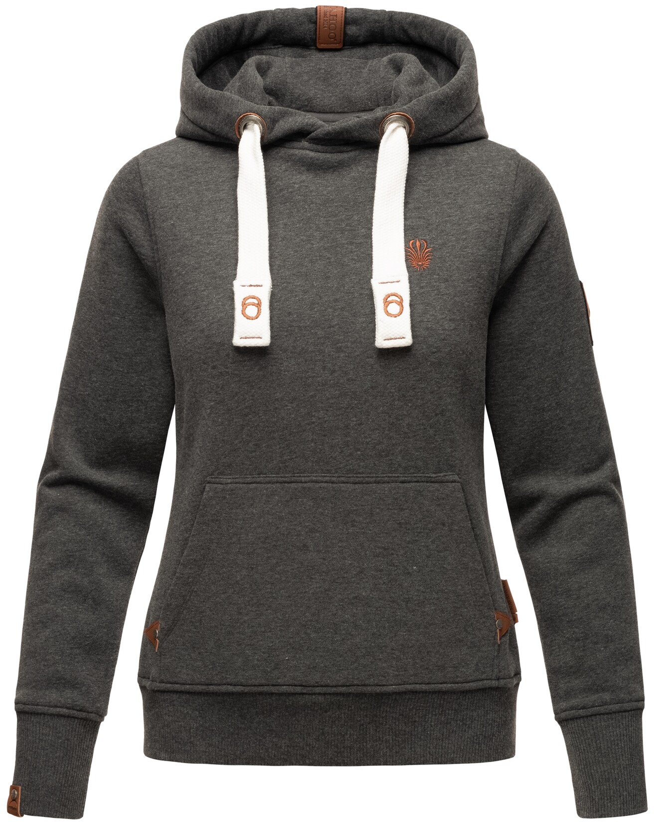 NAVAHOO Damen Kapuzensweatshirt Hoodie mit Kapuze & Breiten Tunnelzugkordeln Damlaa
