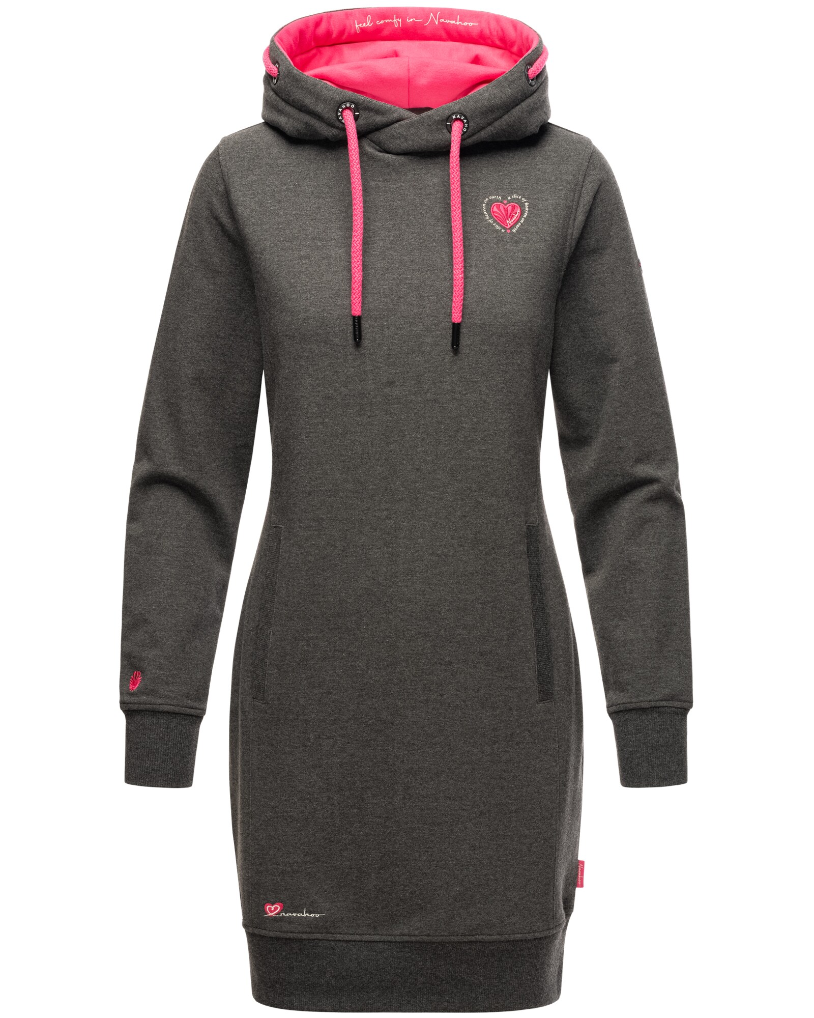 NAVAHOO Damen Sweatkleid Strickkleid mit Kontrastfarbenen Details Kirschbl&uuml;te Kirschbl&uuml;te - Bild 1