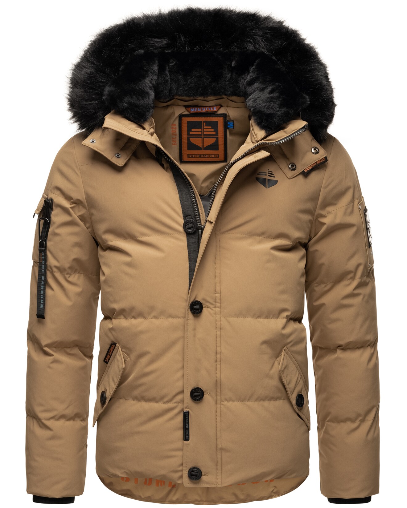 STONE HARBOUR Herren Winterjacke stylischer Winterparka mit abnehmbarer Kapuze Halvaar