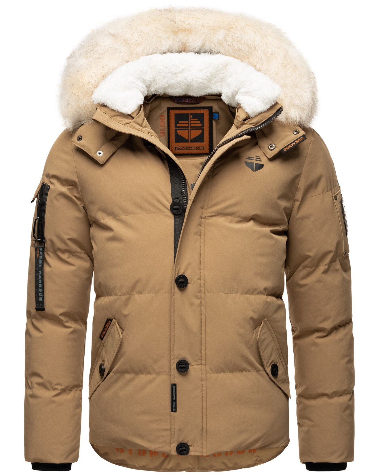 STONE HARBOUR Herren Winterjacke stylischer Winterparka mit abnehmbarer Kapuze Halvaar