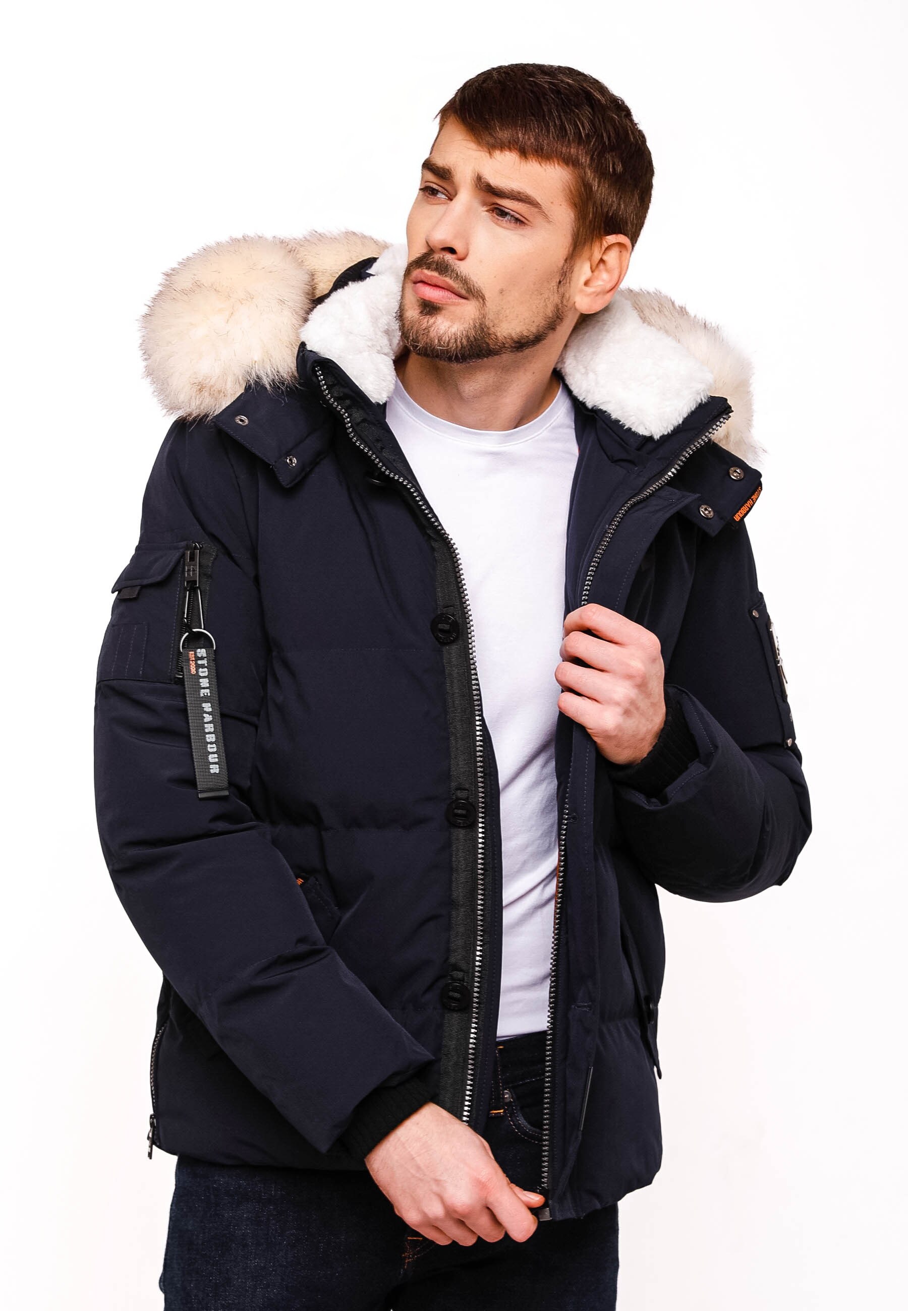 Stone Harbour Parka Schwarz Mit Schwarzem Fell Winterjacke Schwarz