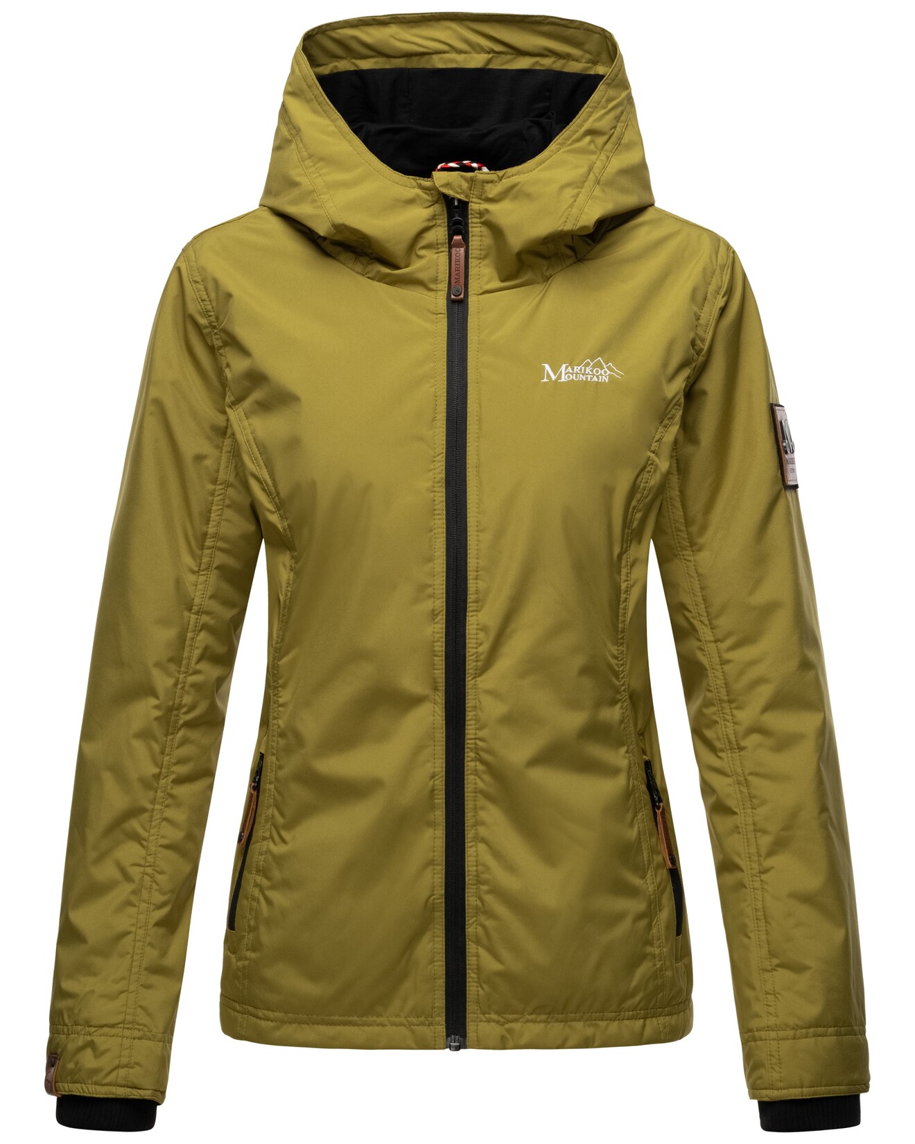 MARIKOO Damen Sportliche Outdoorjacke Übergangs Regenjacke mit Kapuze Brombeere