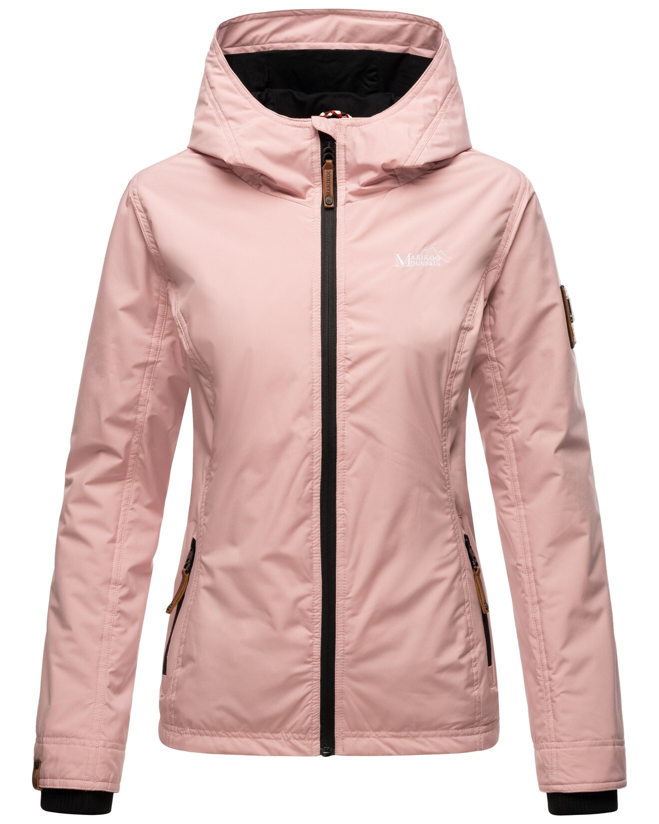 MARIKOO Damen Sportliche Outdoorjacke Übergangs Regenjacke mit Kapuze Brombeere