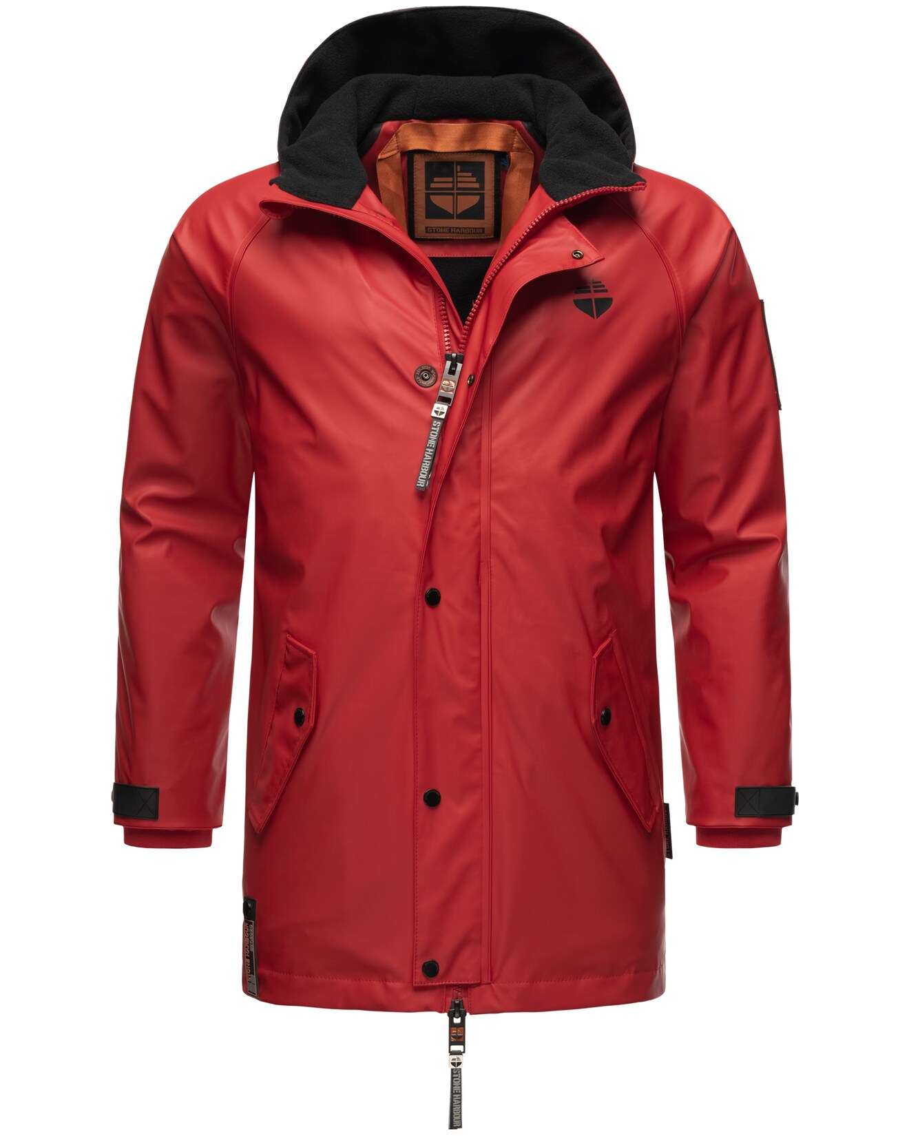 STONE HARBOUR Herren Regenjacke Gummierter Regenparka mit Fleece-Innenfutter Rihaa