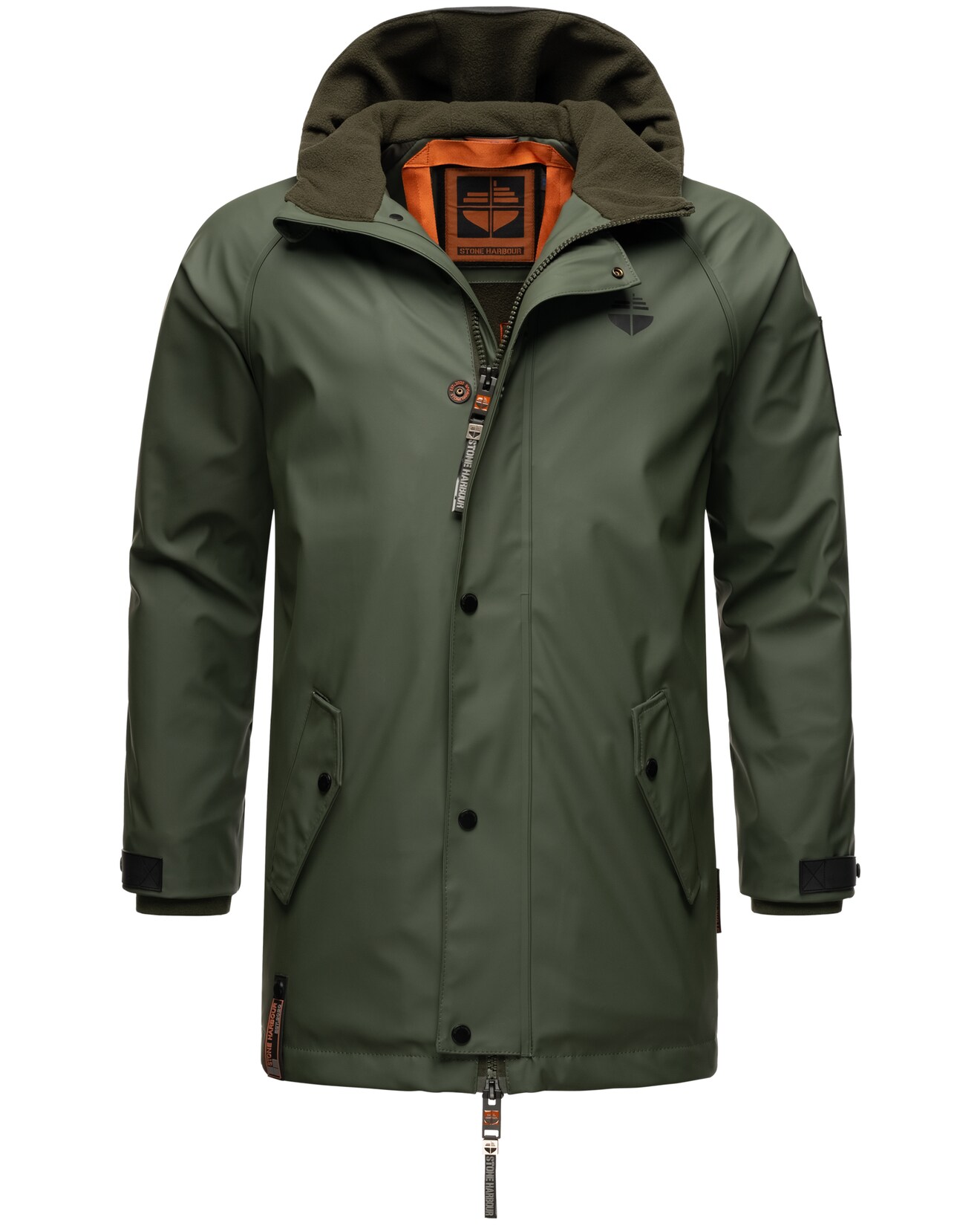 STONE HARBOUR Herren Regenjacke Gummierter Regenparka mit Fleece-Innenfutter Rihaa
