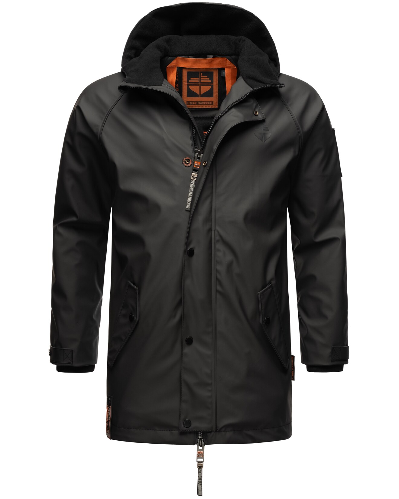 STONE HARBOUR Herren Regenjacke Gummierter Regenparka mit Fleece-Innenfutter Rihaa