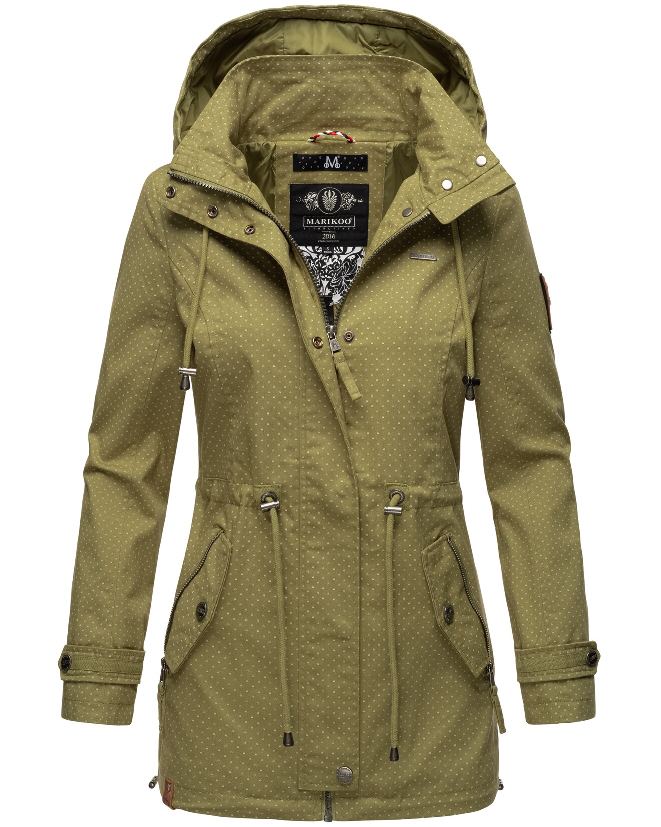 MARIKOO Damen Moderner Outdoorjacke Übergangsparka aus Baumwolle mit Kapuze Nyokoo