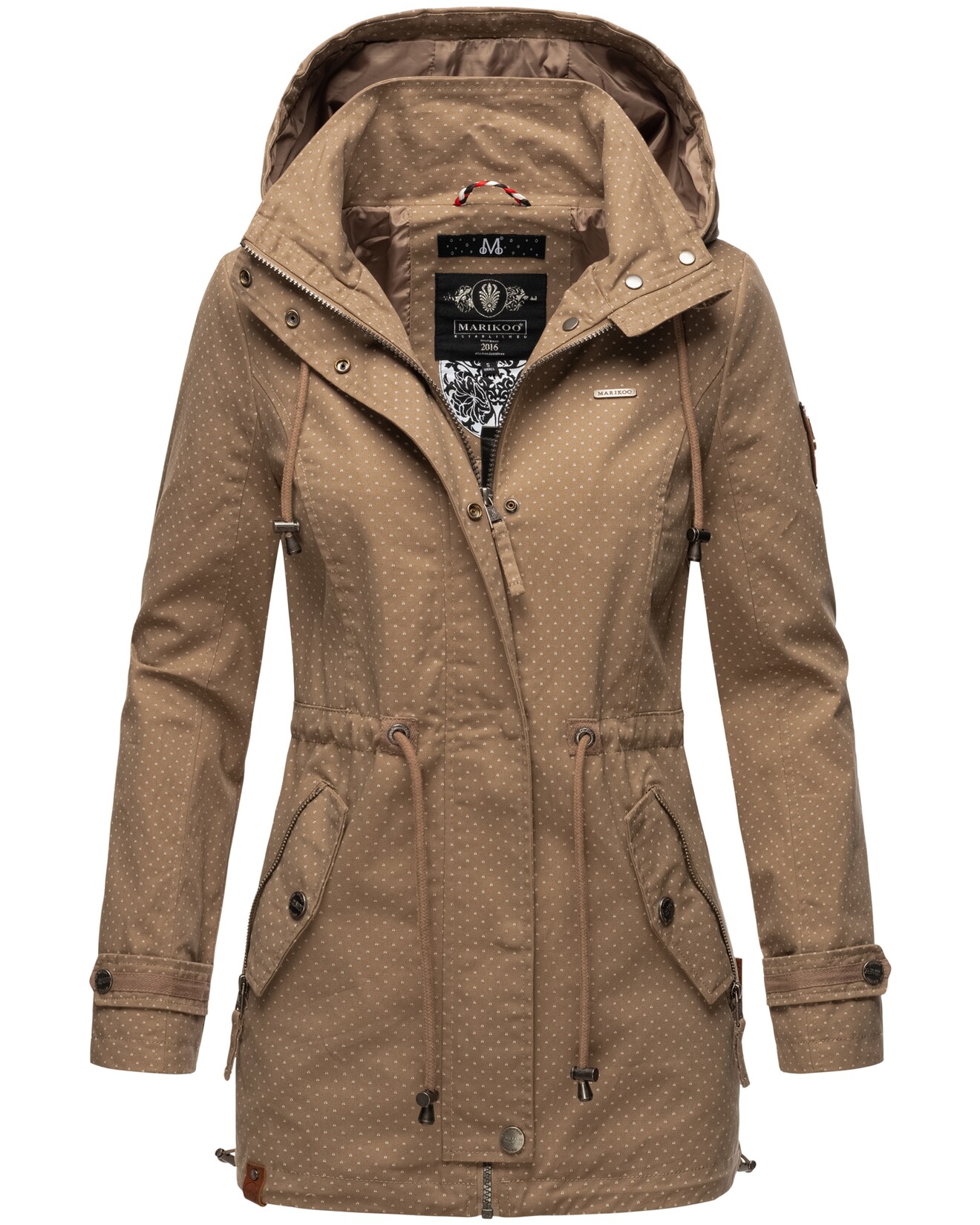 MARIKOO Damen Moderner Outdoorjacke Übergangsparka aus Baumwolle mit Kapuze Nyokoo