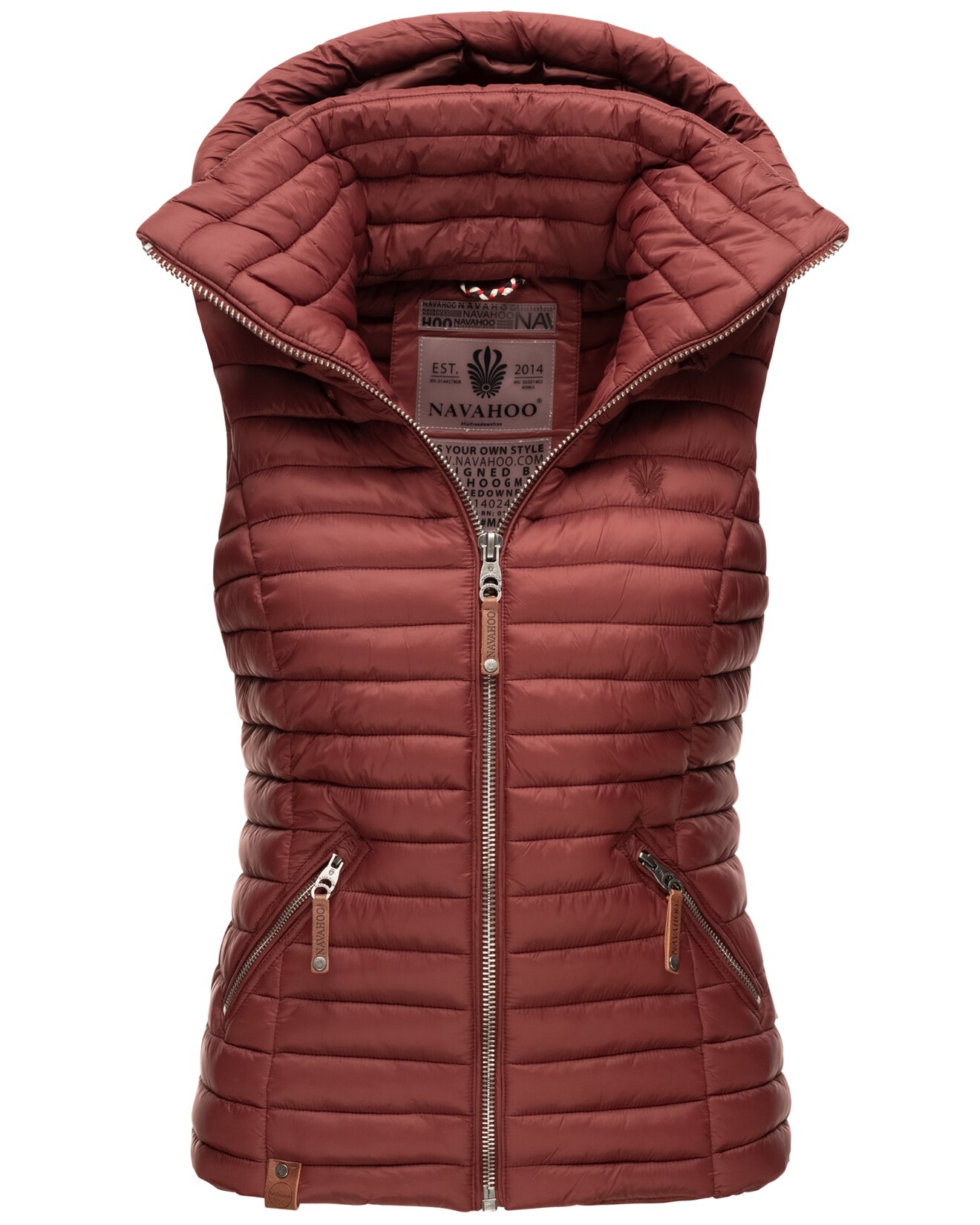 NAVAHOO Damen Designer Steppweste ärmellose Weste mit Kapuze Shadaa