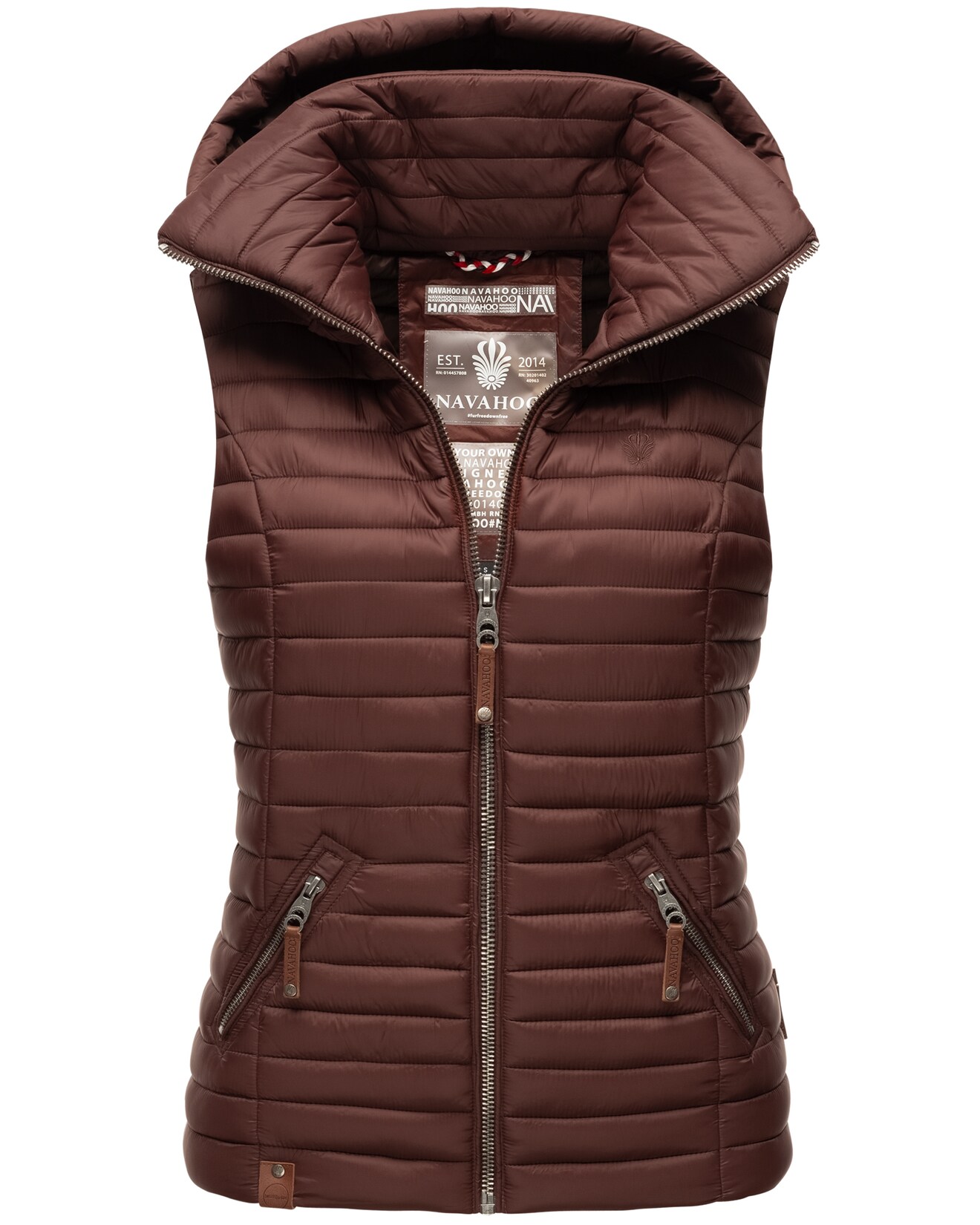 NAVAHOO Damen Designer Steppweste ärmellose Weste mit Kapuze Shadaa