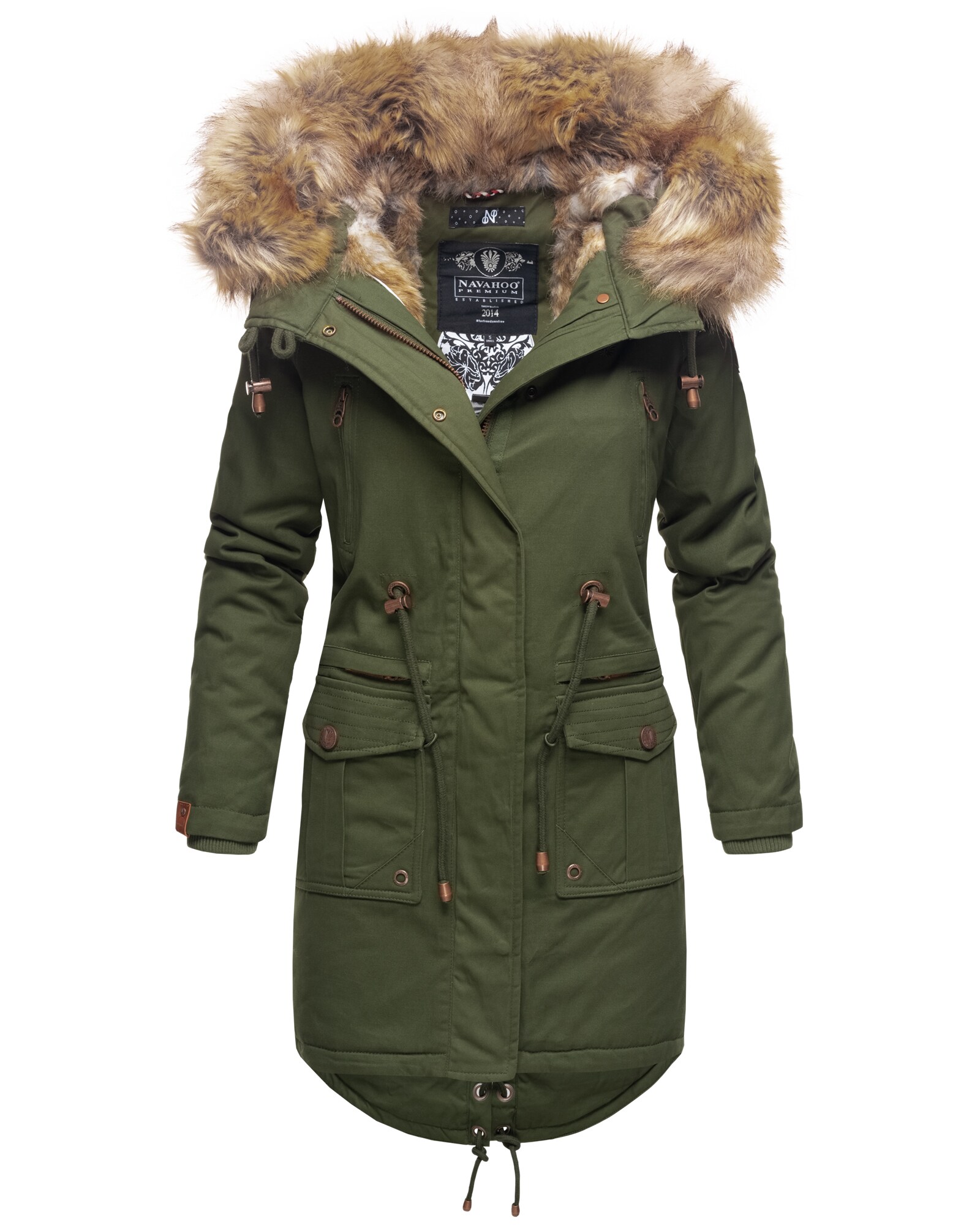 NAVAHOO Damen Warmer Wintermantel Winter Baumwollparka mit Kunstfell Rosinchen - Bild 1