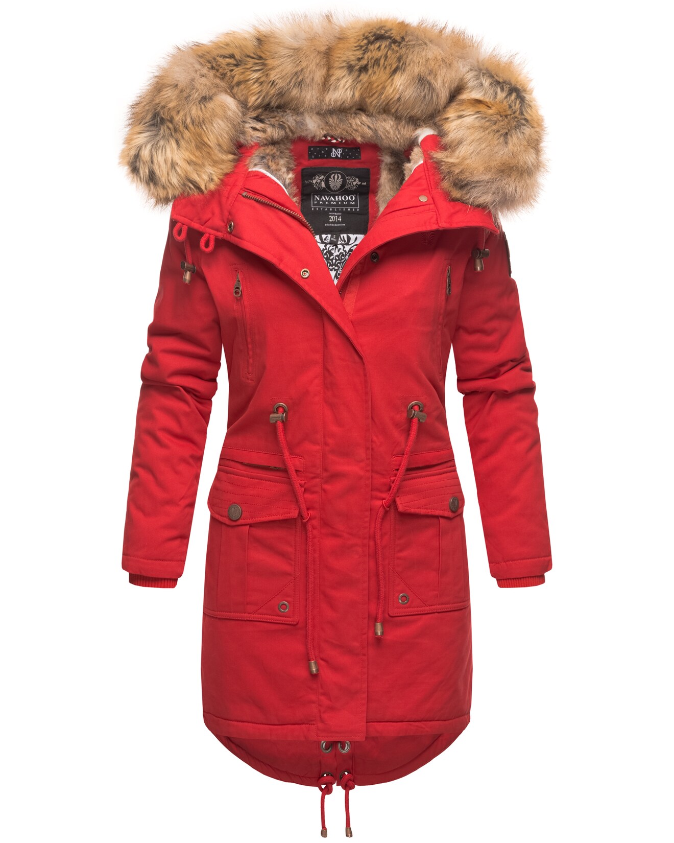 NAVAHOO Damen Warmer Wintermantel Winter Baumwollparka mit Kunstfell Rosinchen | 04059072472327
