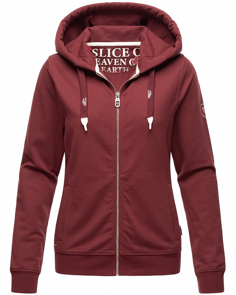 NAVAHOO Damen Kapuzensweatshirt Sportlicher Zip-Hoodie mit Dicken Tunnelzugkordeln Engelshaar