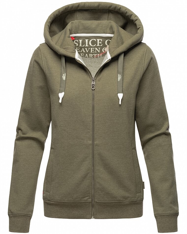 NAVAHOO Damen Kapuzensweatshirt Sportlicher Zip-Hoodie mit Dicken Tunnelzugkordeln Engelshaar | 04059072476295