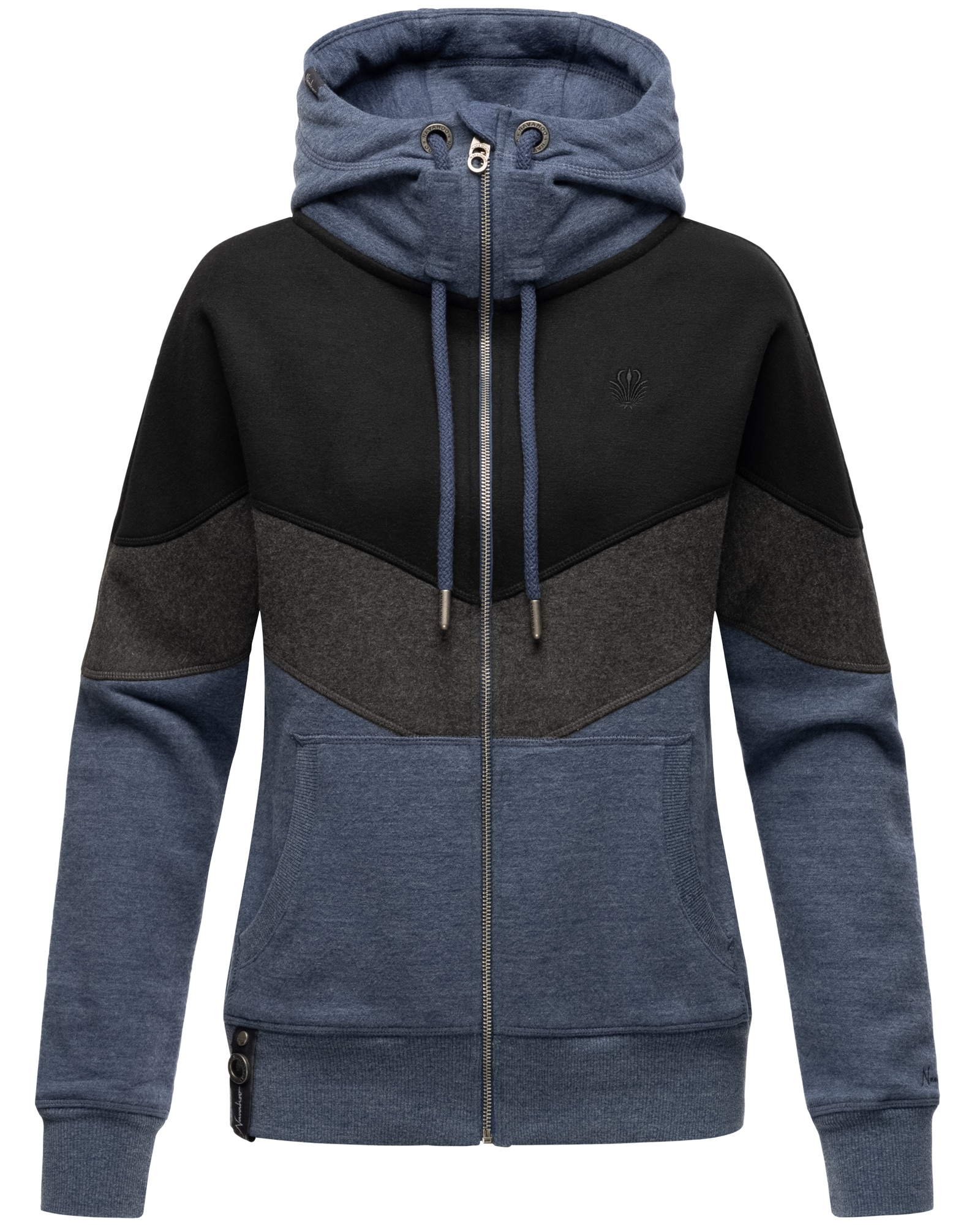 NAVAHOO Damen Kapuzensweatjacke Sportliche Damen Sweatjacke im Coloblocking-Stil Honigperle - Bild 1