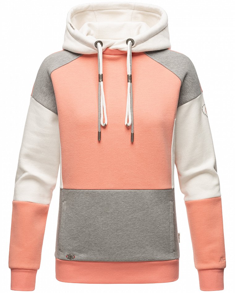 NAVAHOO Damen Kapuzensweatshirt Verspielter Hoodie Pullover im Colorblocking Look Babyk&auml;tzchen - Bild 1