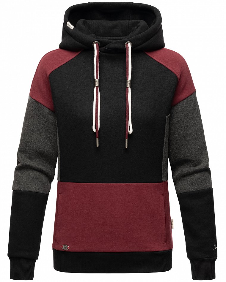 NAVAHOO Damen Kapuzensweatshirt Verspielter Hoodie Pullover im Colorblocking Look Babyk&auml;tzchen - Bild 1