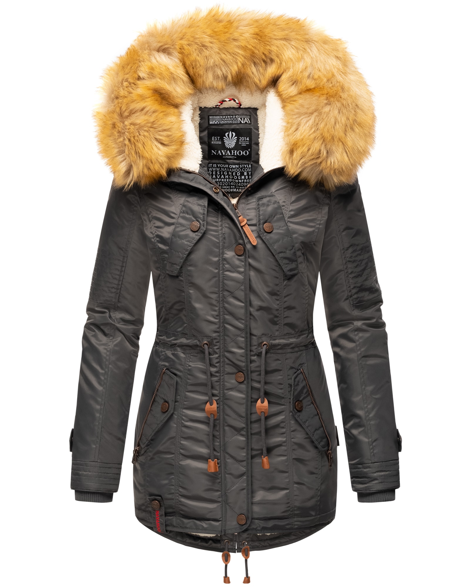 NAVAHOO Damen Hochwertiger Wintermantel Winterparka mit gro&szlig;em Kunstfell La Viva - Bild 1