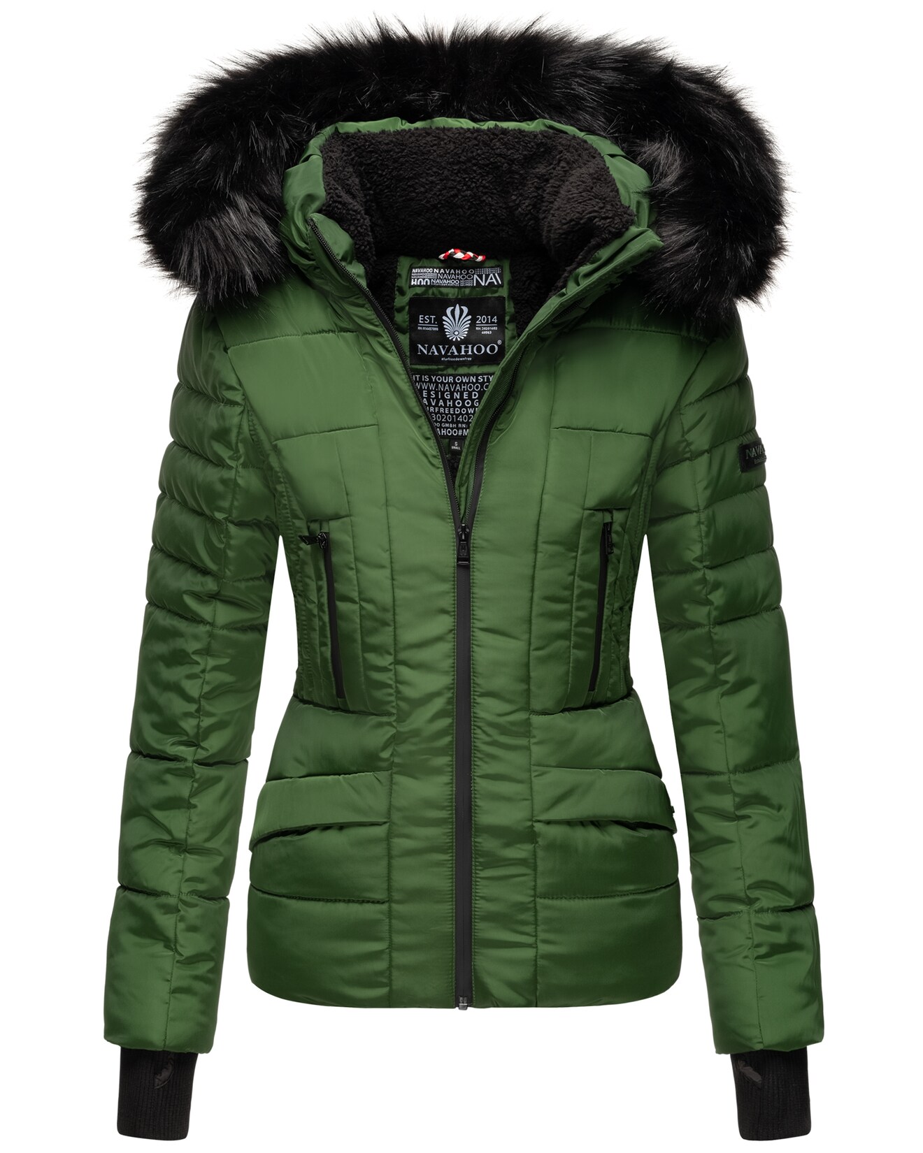 NAVAHOO Damen hochwertige Steppjacke Winterjacke mit edler Kunstfell- Kapuze Adele