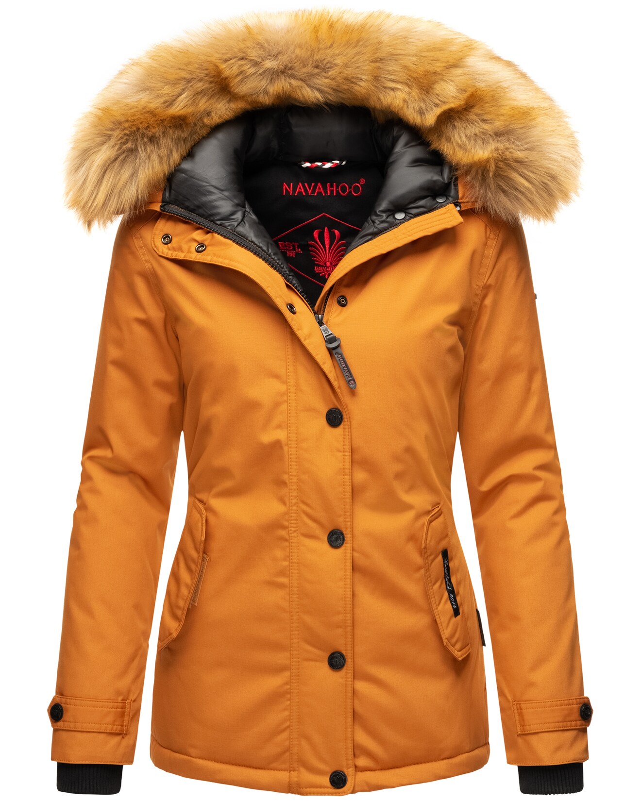 NAVAHOO Damen Warmer Winterjacke Parka mit Kunstfell-Kapuze Laura