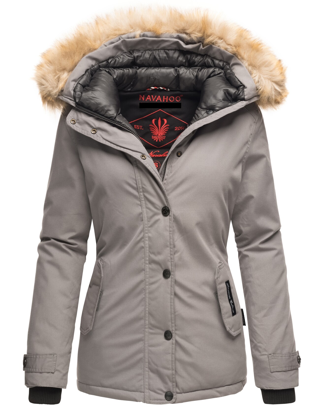 NAVAHOO Damen Warmer Winterjacke Parka mit Kunstfell-Kapuze Laura