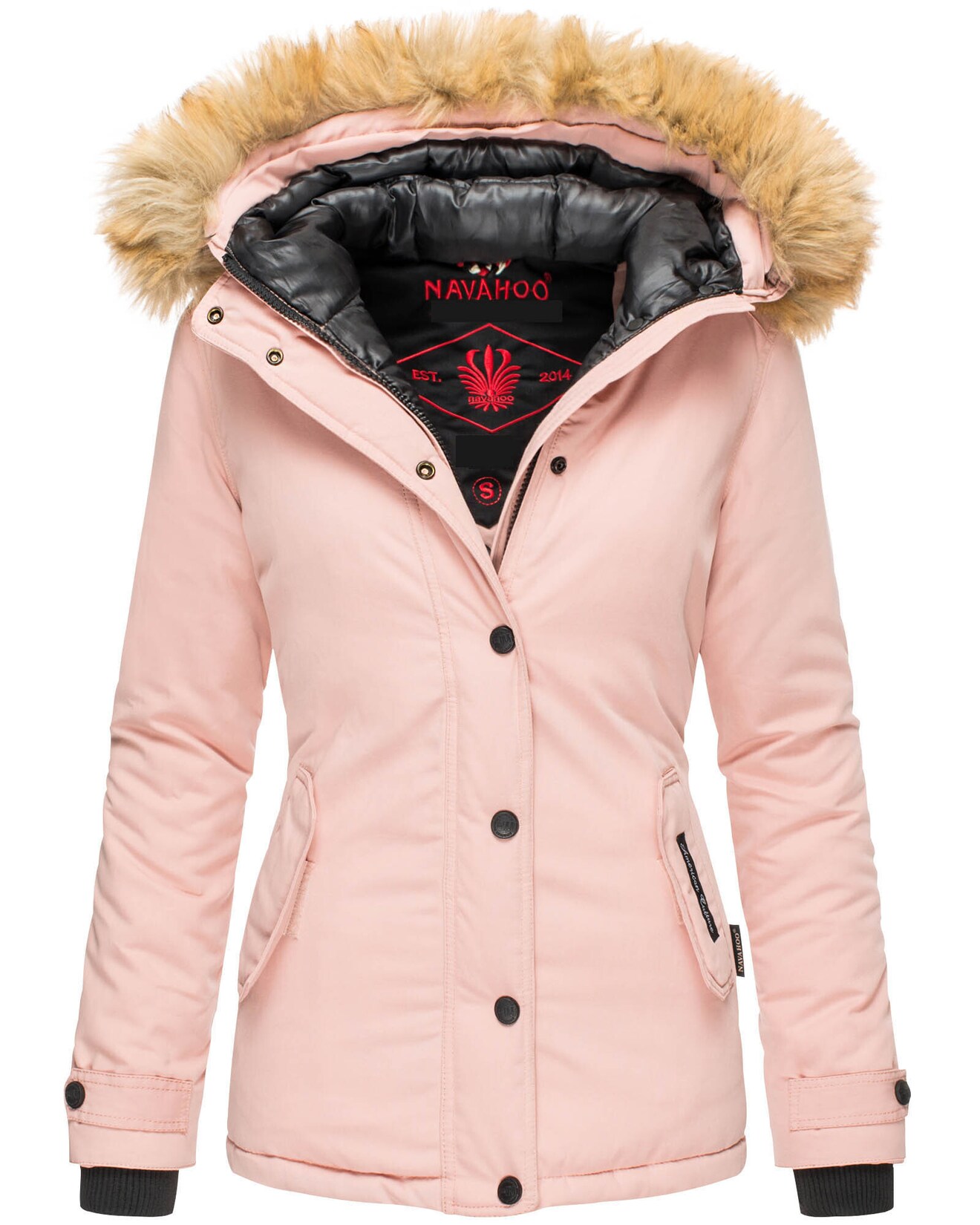 NAVAHOO Damen Warmer Winterjacke Parka mit Kunstfell-Kapuze Laura