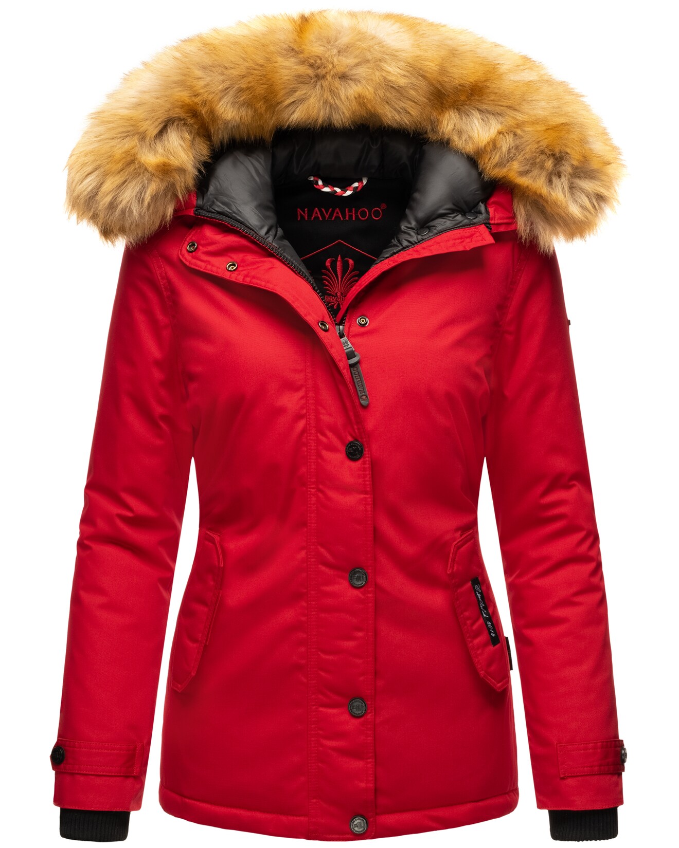 NAVAHOO Damen Warmer Winterjacke Parka mit Kunstfell-Kapuze Laura