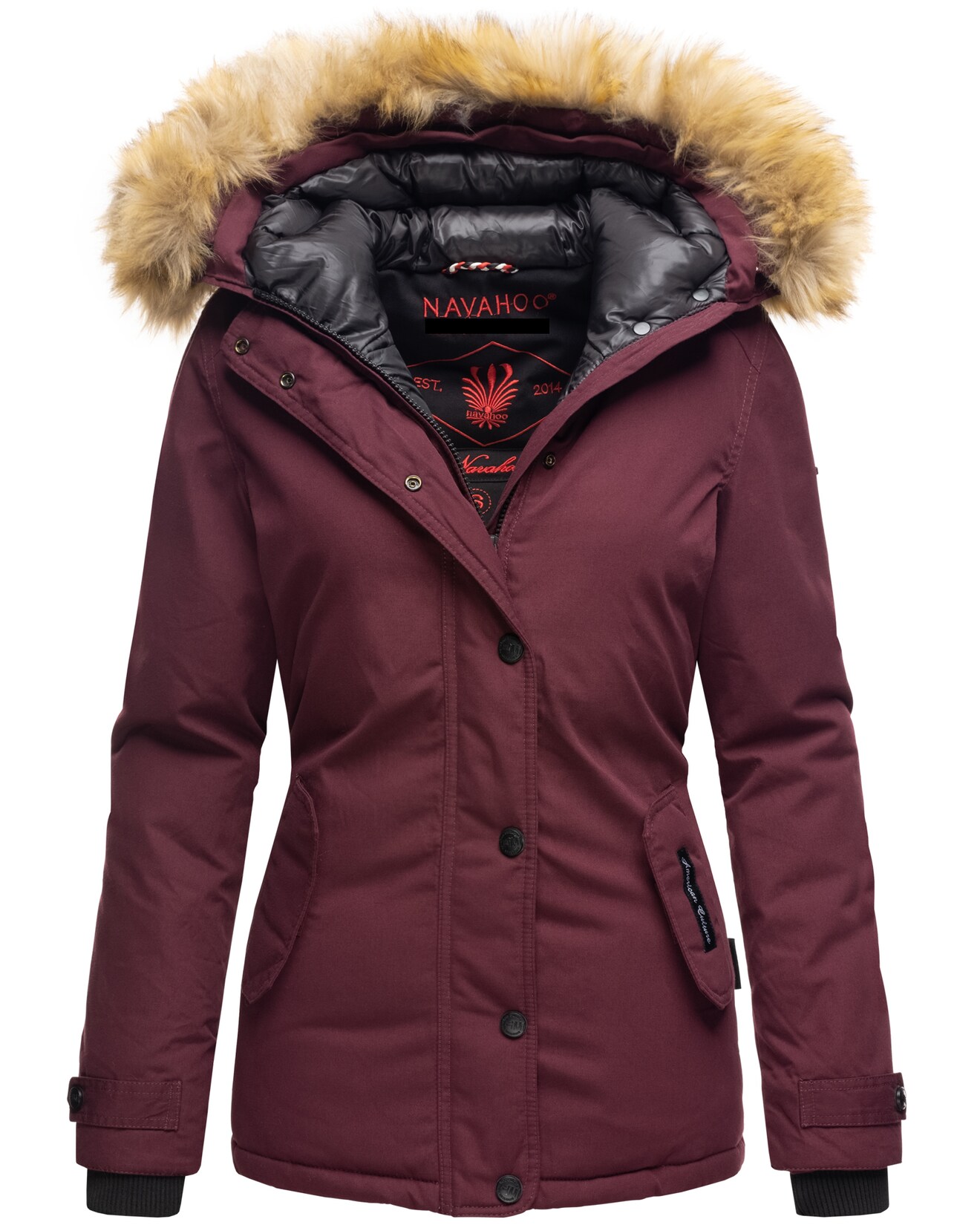 NAVAHOO Damen Warmer Winterjacke Parka mit Kunstfell-Kapuze Laura