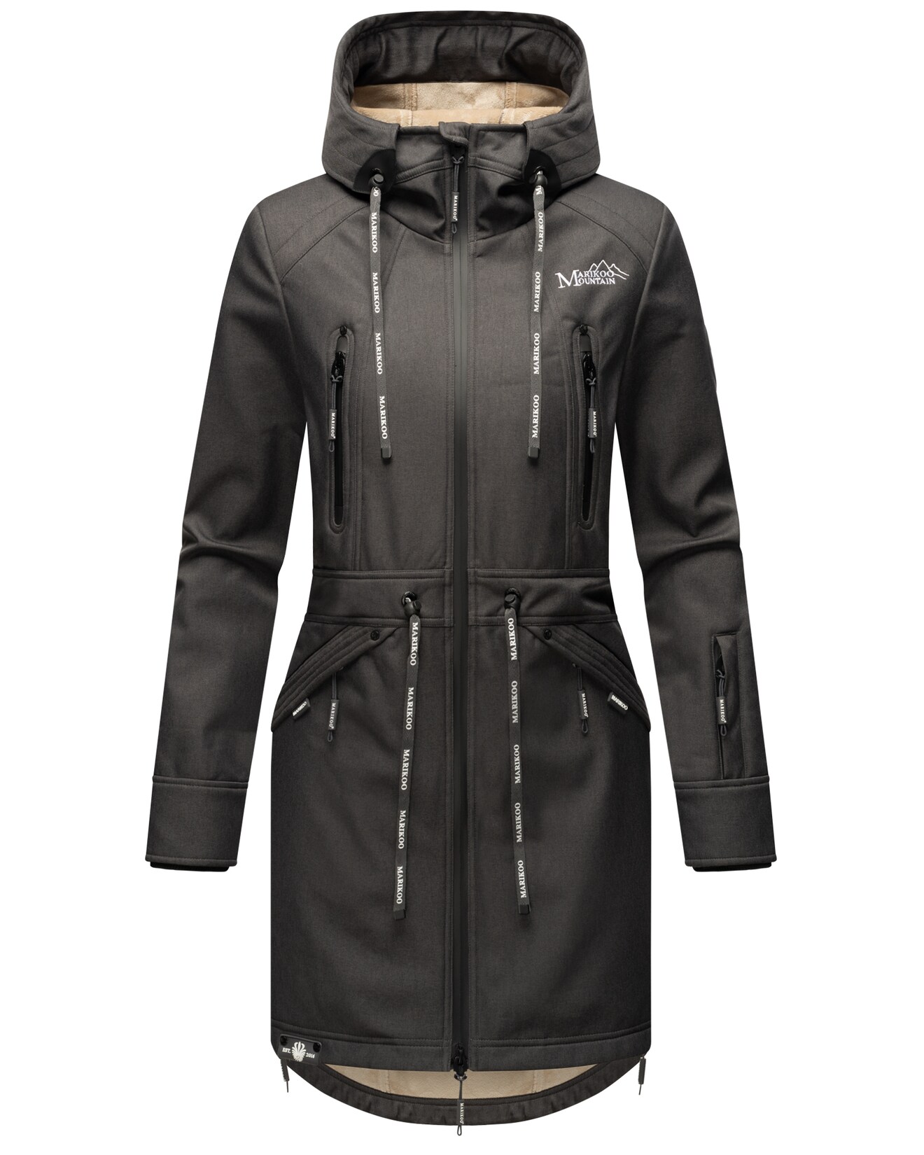 MARIKOO Damen Softshelljacke Funktionsjacke mit warmen Teddyfleece & Kapuze Racquellee