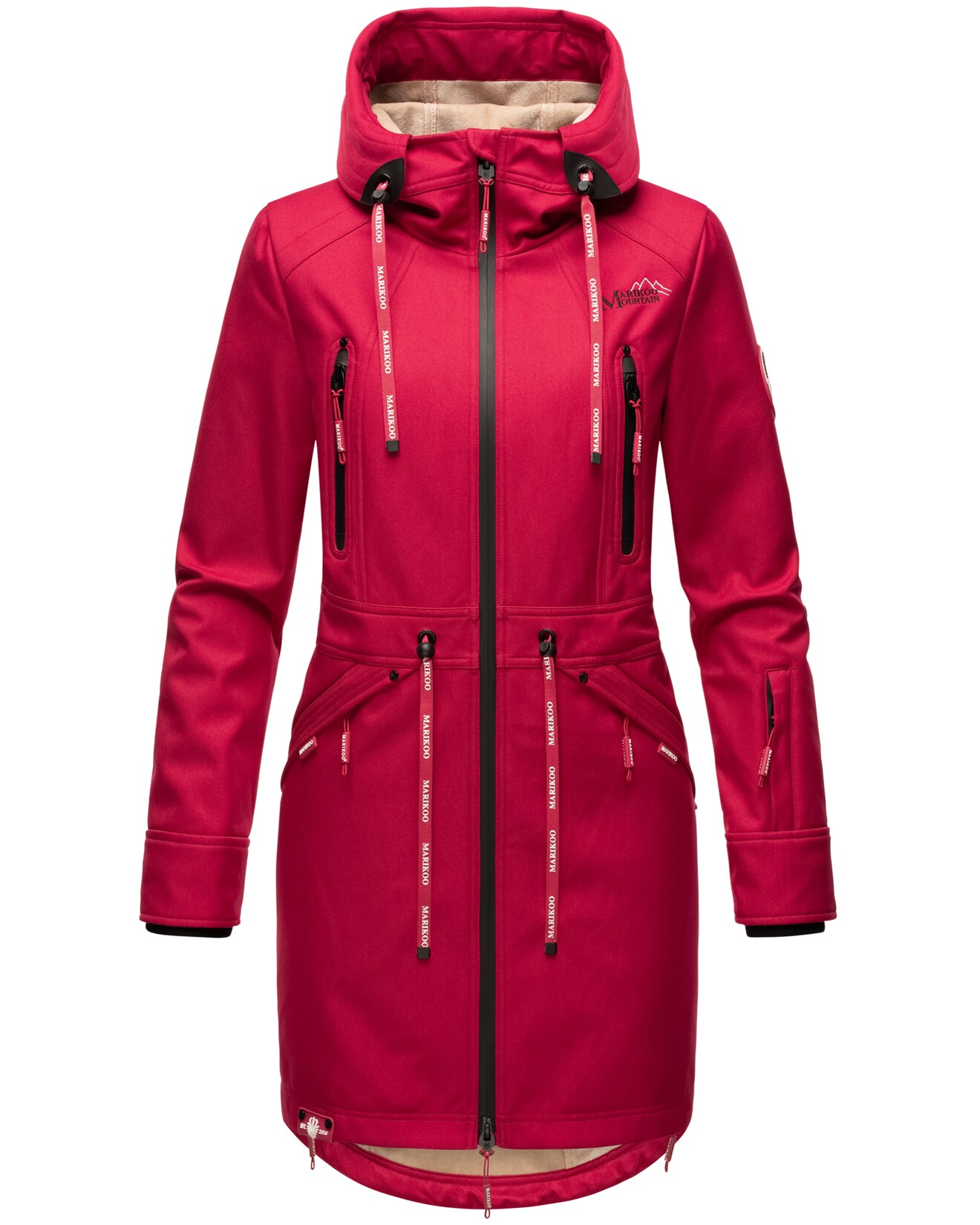 MARIKOO Damen Softshelljacke Funktionsjacke mit warmen Teddyfleece & Kapuze Racquellee