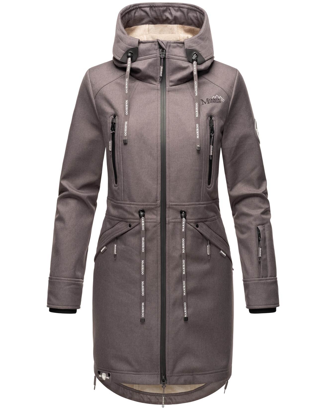 MARIKOO Damen Softshelljacke Funktionsjacke mit warmen Teddyfleece & Kapuze Racquellee