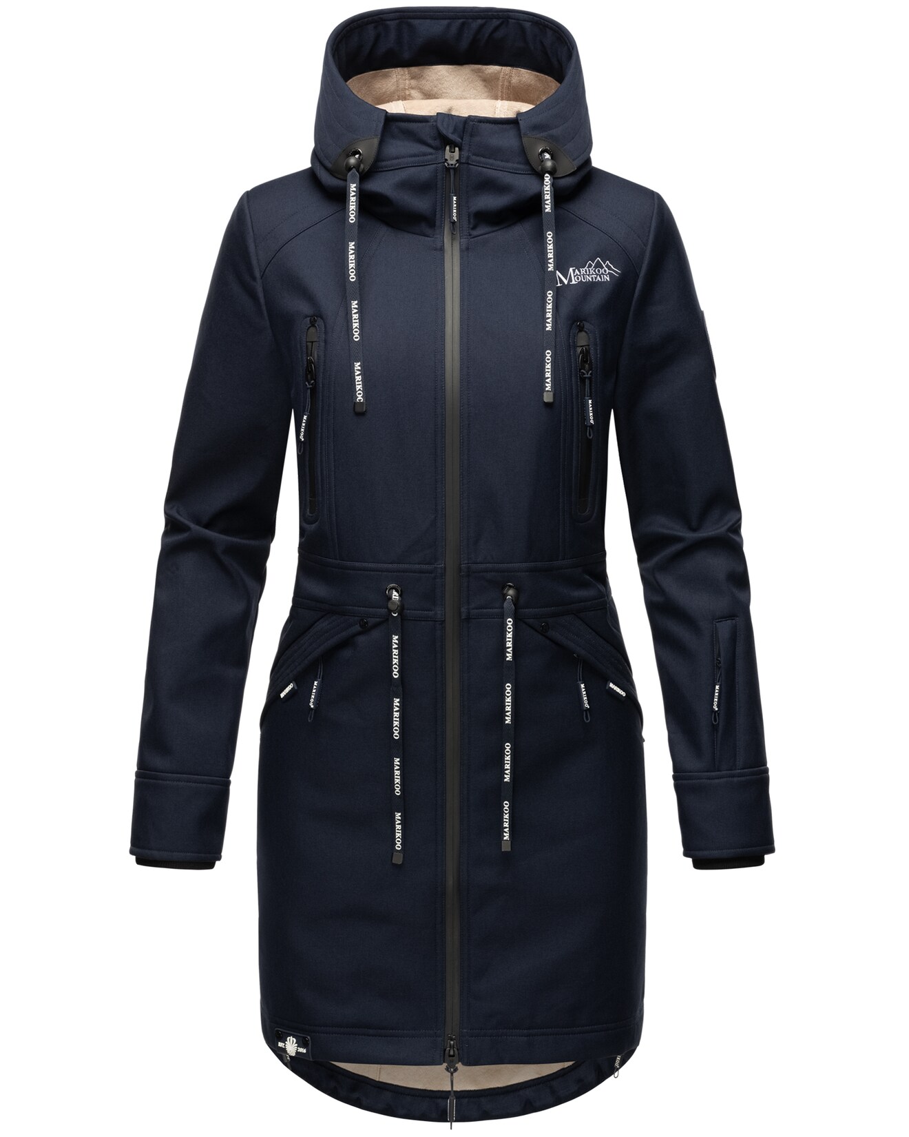 MARIKOO Damen Softshelljacke Funktionsjacke mit warmen Teddyfleece & Kapuze Racquellee