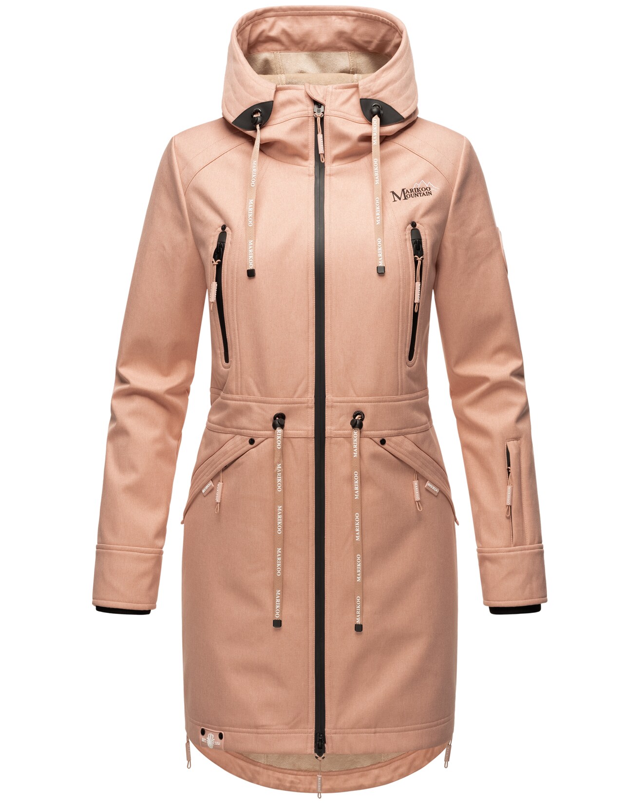 MARIKOO Damen Softshelljacke Funktionsjacke mit warmen Teddyfleece & Kapuze Racquellee
