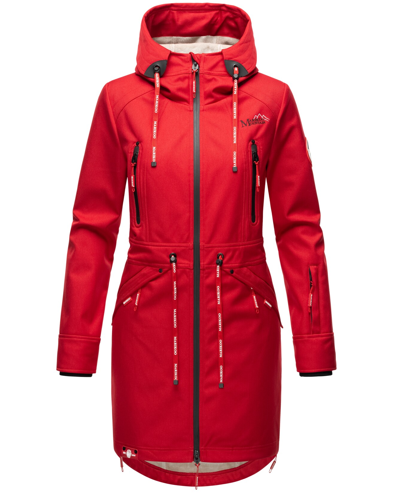 MARIKOO Damen Softshelljacke Funktionsjacke mit warmen Teddyfleece & Kapuze Racquellee