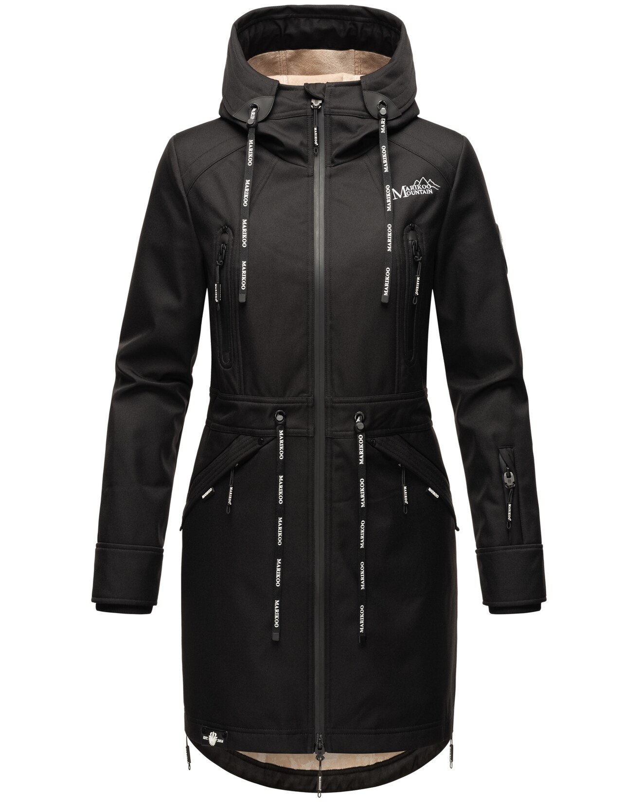 MARIKOO Damen Softshelljacke Funktionsjacke mit warmen Teddyfleece & Kapuze Racquellee